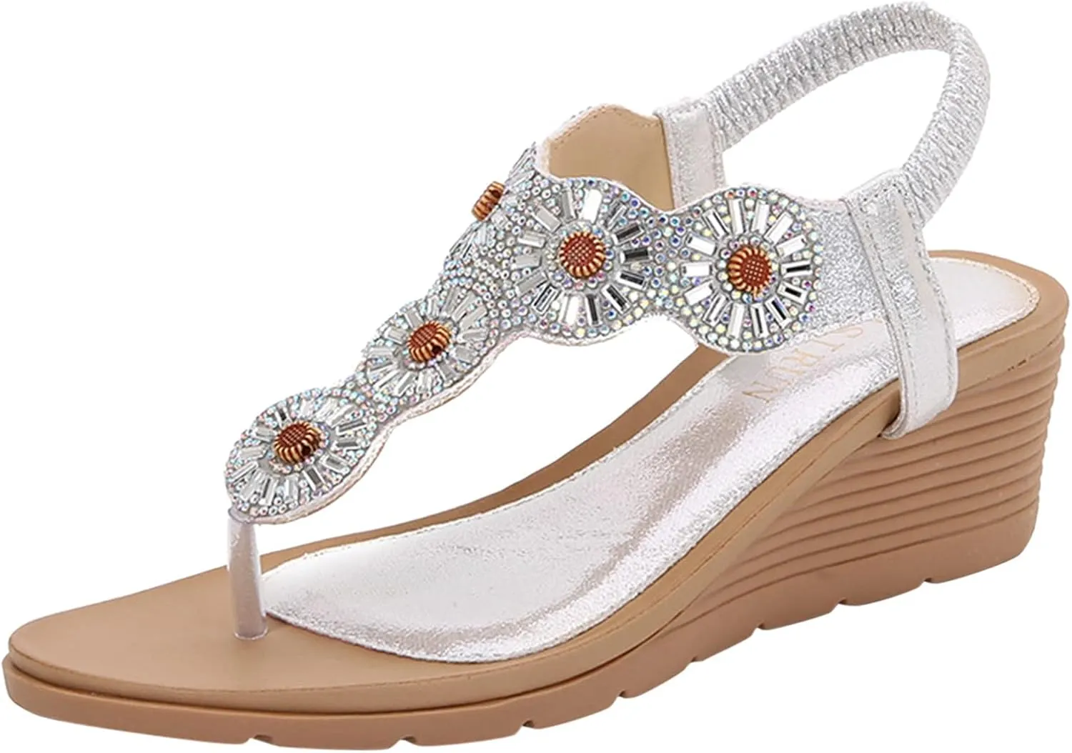 Wedge Sandals for Women Crisscross Elastic Straps and Open Toe Comfortable with Lightweight Platform for All Day Comfortable Orthopedic Sandal Beach Dressy Flip Flops for Wide Toe 2025 Spring