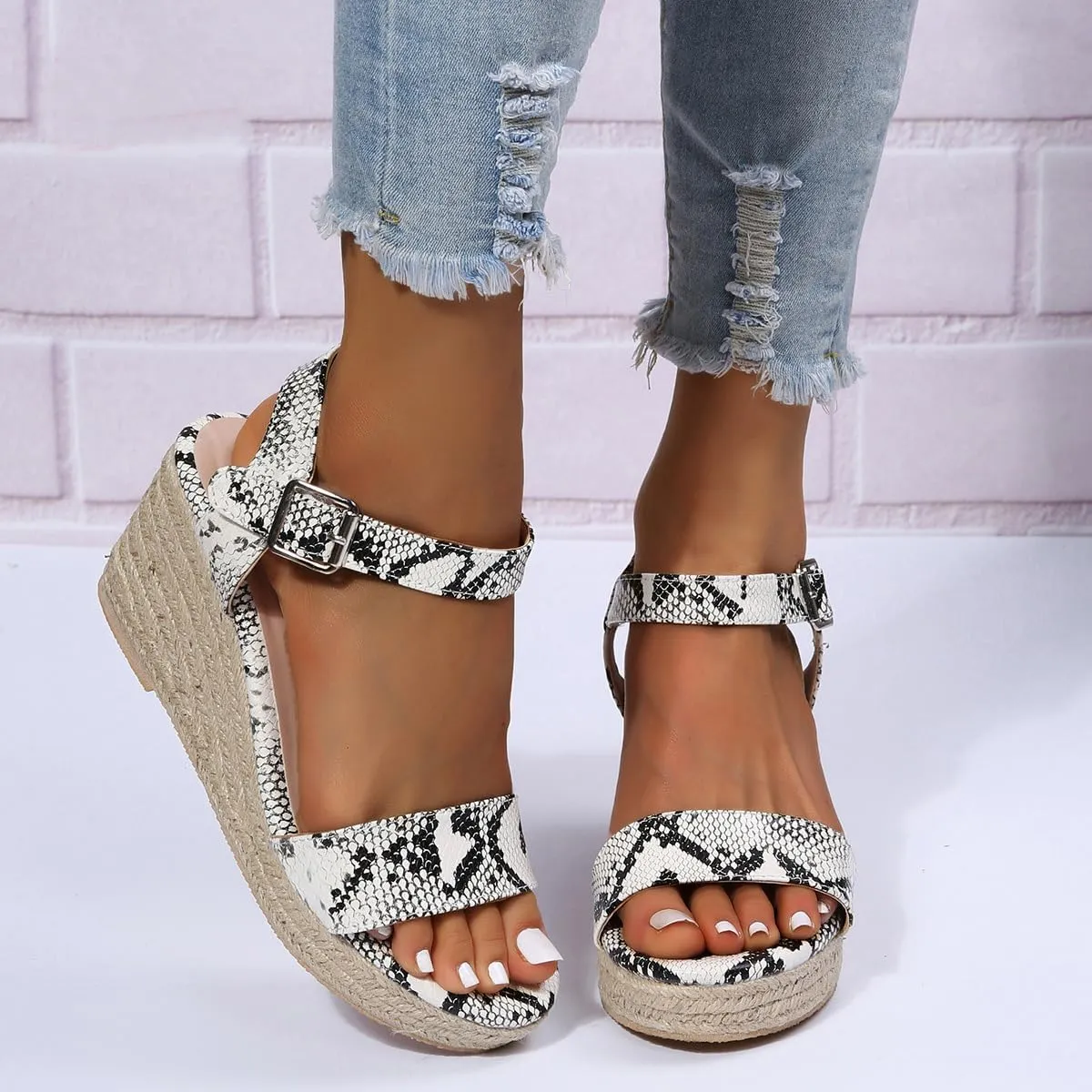 Wedge Sandals for Women Platform Slip On Flat Sandals Open Toe Heeled Dressy Slippers Comfort Casual Beach Summer Shoes