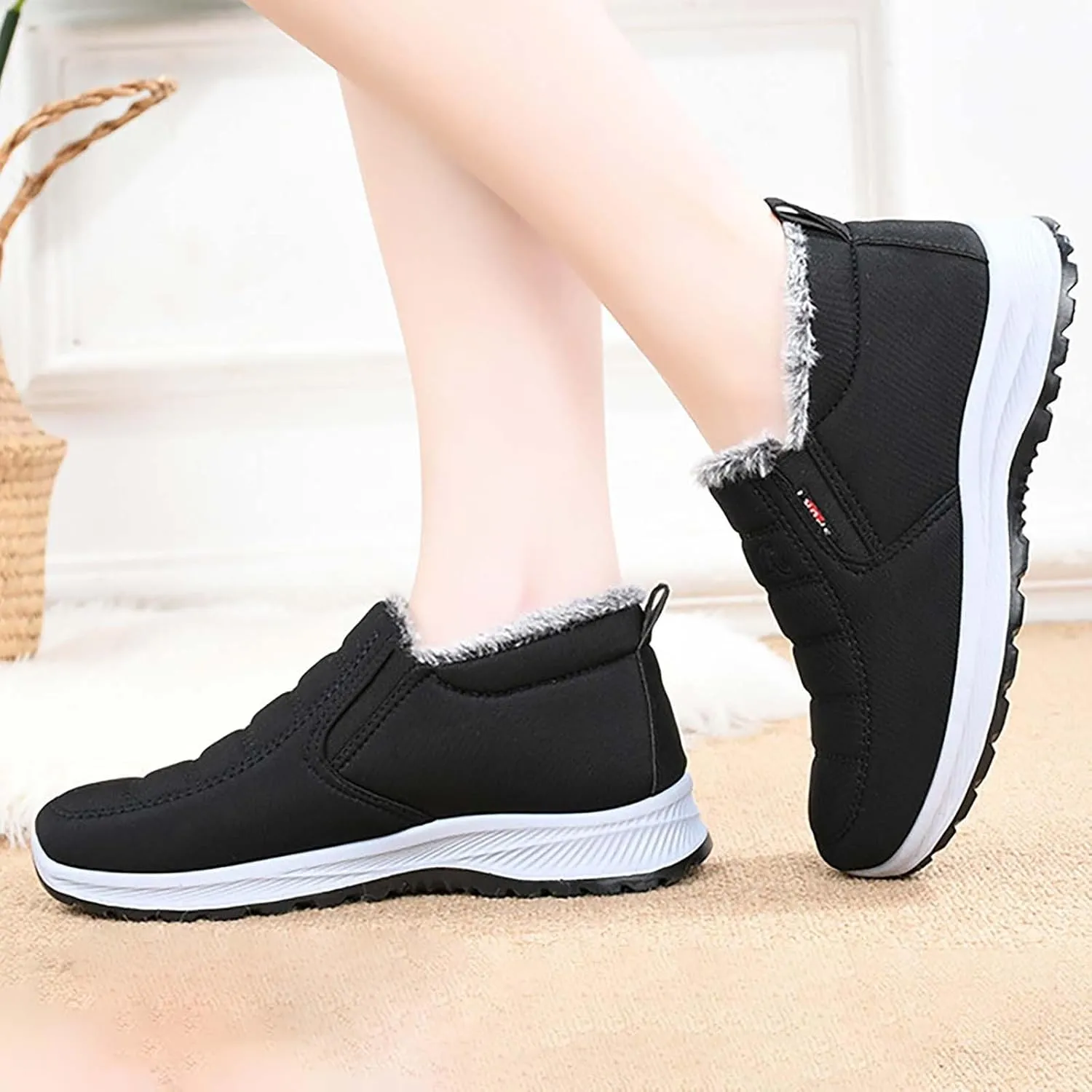 Winter Boots for Women Waterproof Snow Womens Winter Shoes Black Furry Boots for Women Non Slip Work Boots Women Short Winter Boots for Women Low Heel Prime of Day Deals Today 2024