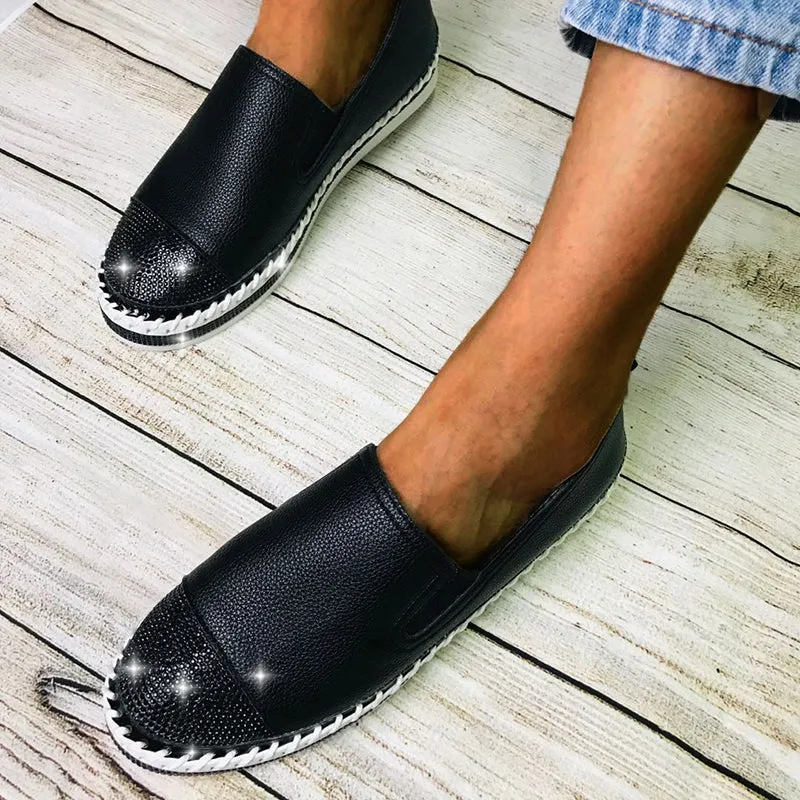 Women Crystal Speckle White Flats