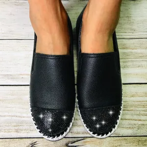 Women Crystal Speckle White Flats