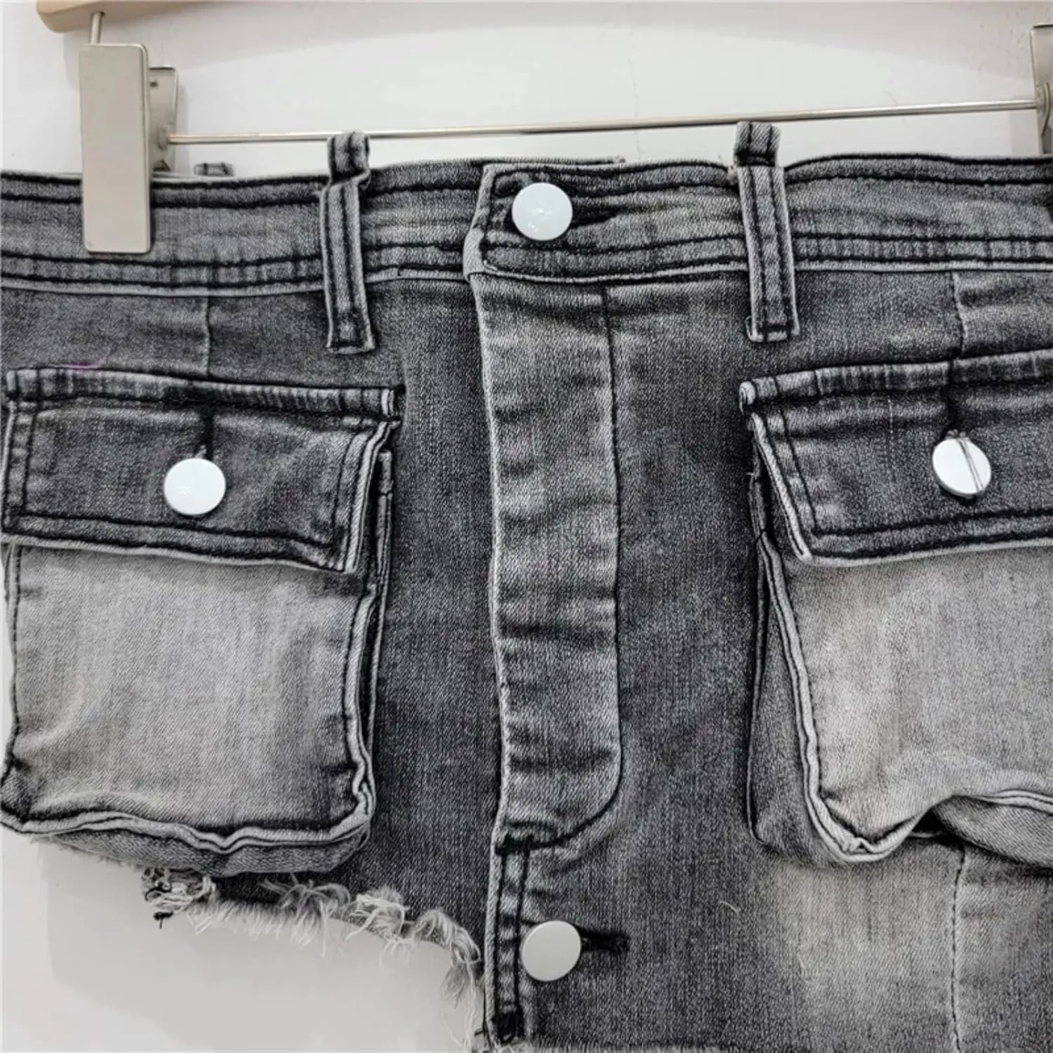 Women Denim Irregular Short Strapless Camisole High Waist Vintage Pockets Slim Mini Skirts Summer
