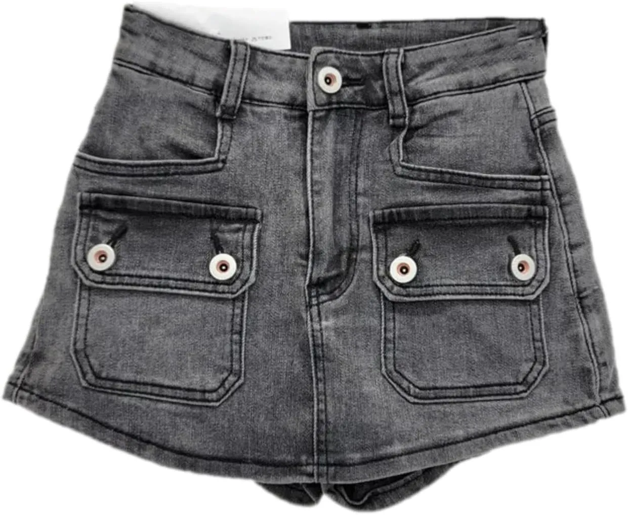 Women Denim Irregular Short Strapless Camisole High Waist Vintage Pockets Slim Mini Skirts Summer
