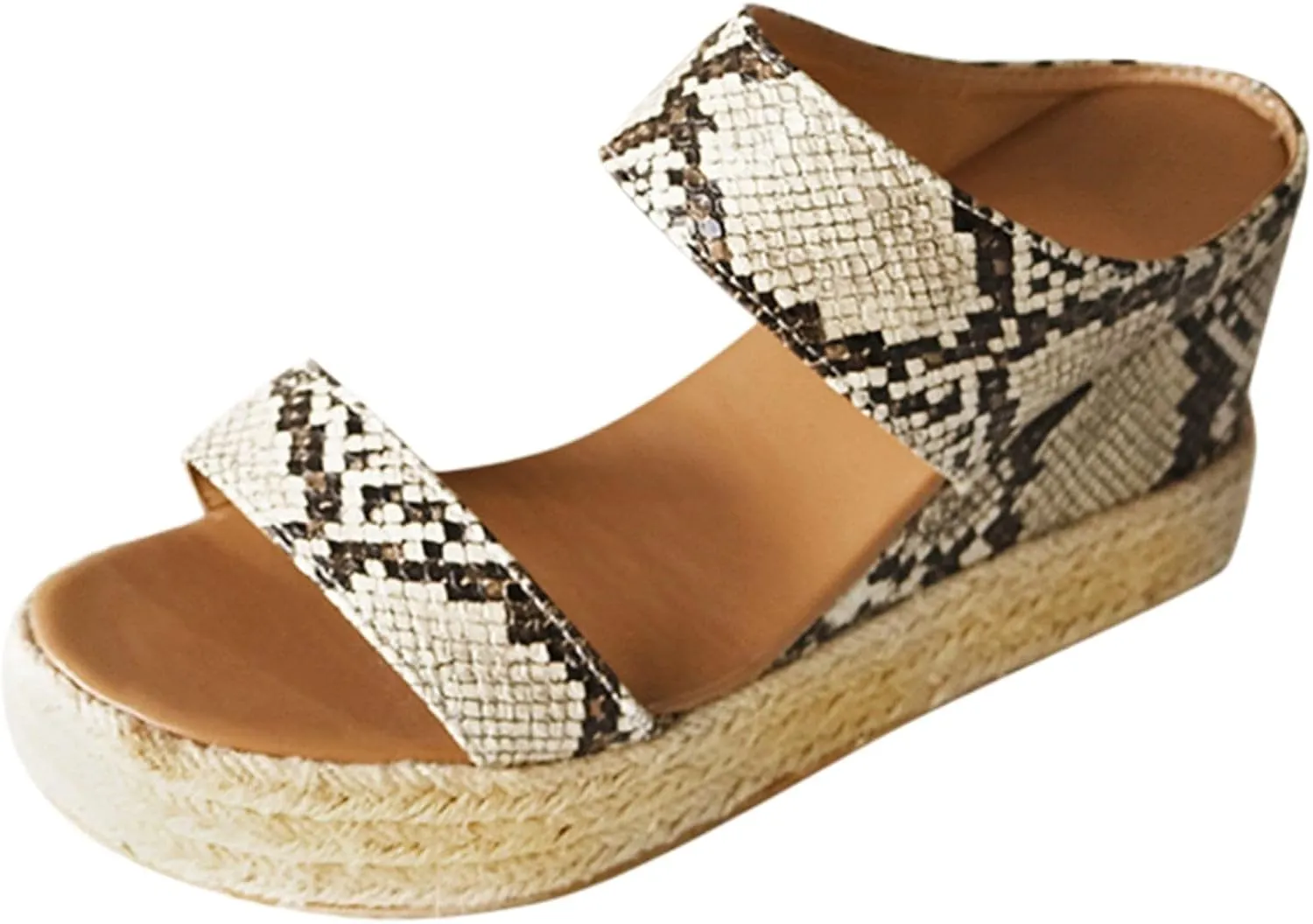 Women Slip On Espadrilles Platform Wedge Sandals Slide Open Toe Espadrille Flatform Wedges Casual Sandal Dressy Summer Comfort Breathable Outdoor Walking Shoes Beach Wedding Slippers