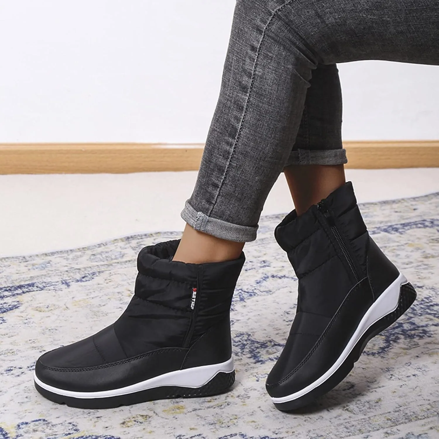 Women Snow Boots Winter Shoes Wide Calf Women Snow Boots Tall Womens Ankle Snow Boots Wide Width Low Boots for Women Ankle Winter Botas Para Frio Mujeres
