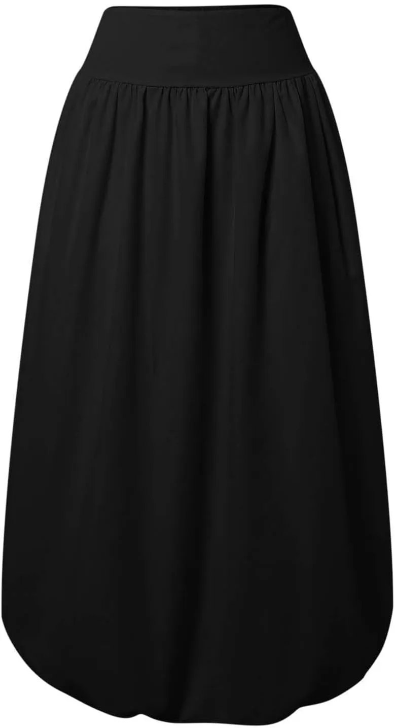 Women Y2K Bubble Maxi Skirts A Line Long Pleated Casual Summer Skirts 2024 Elastic Waist Balloon Midi Skirt