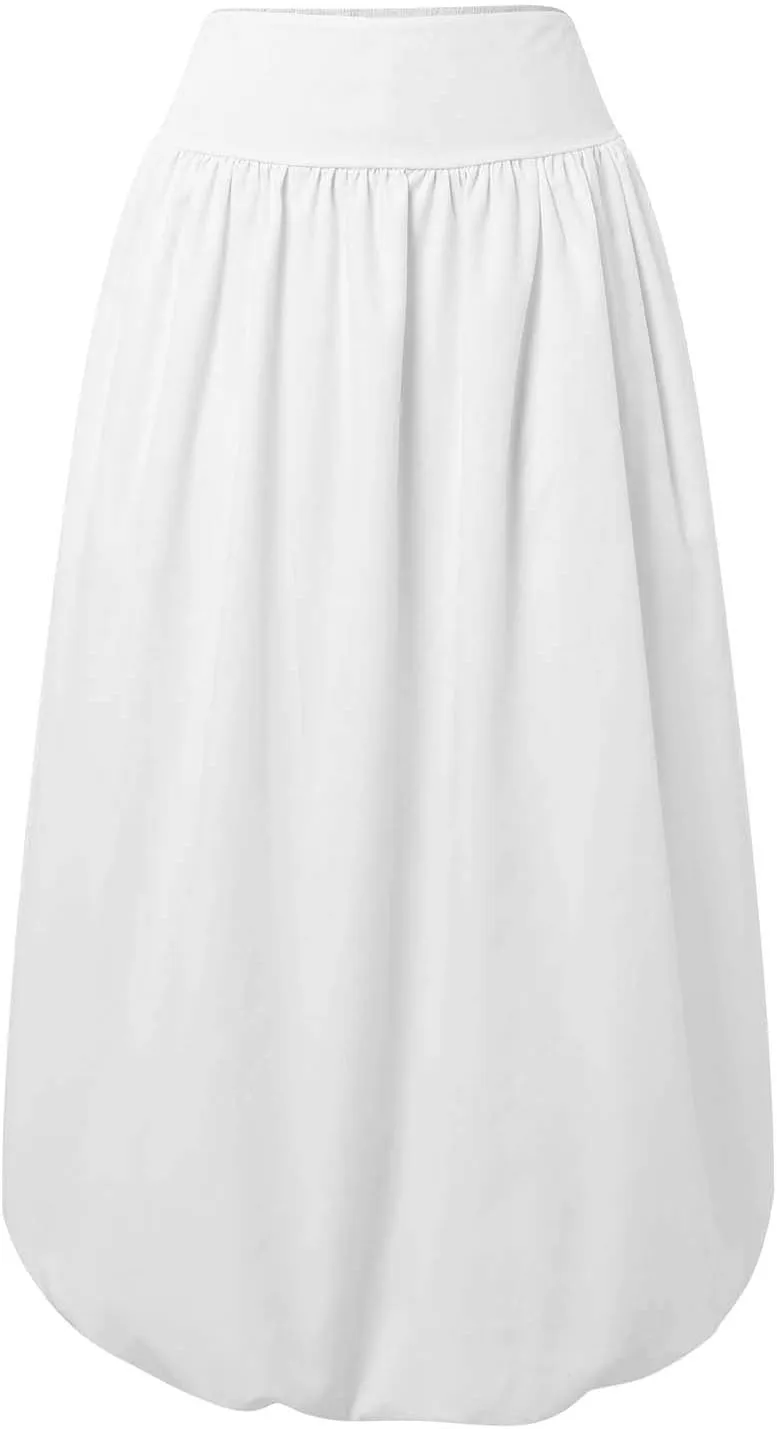 Women Y2K Bubble Maxi Skirts A Line Long Pleated Casual Summer Skirts 2024 Elastic Waist Balloon Midi Skirt