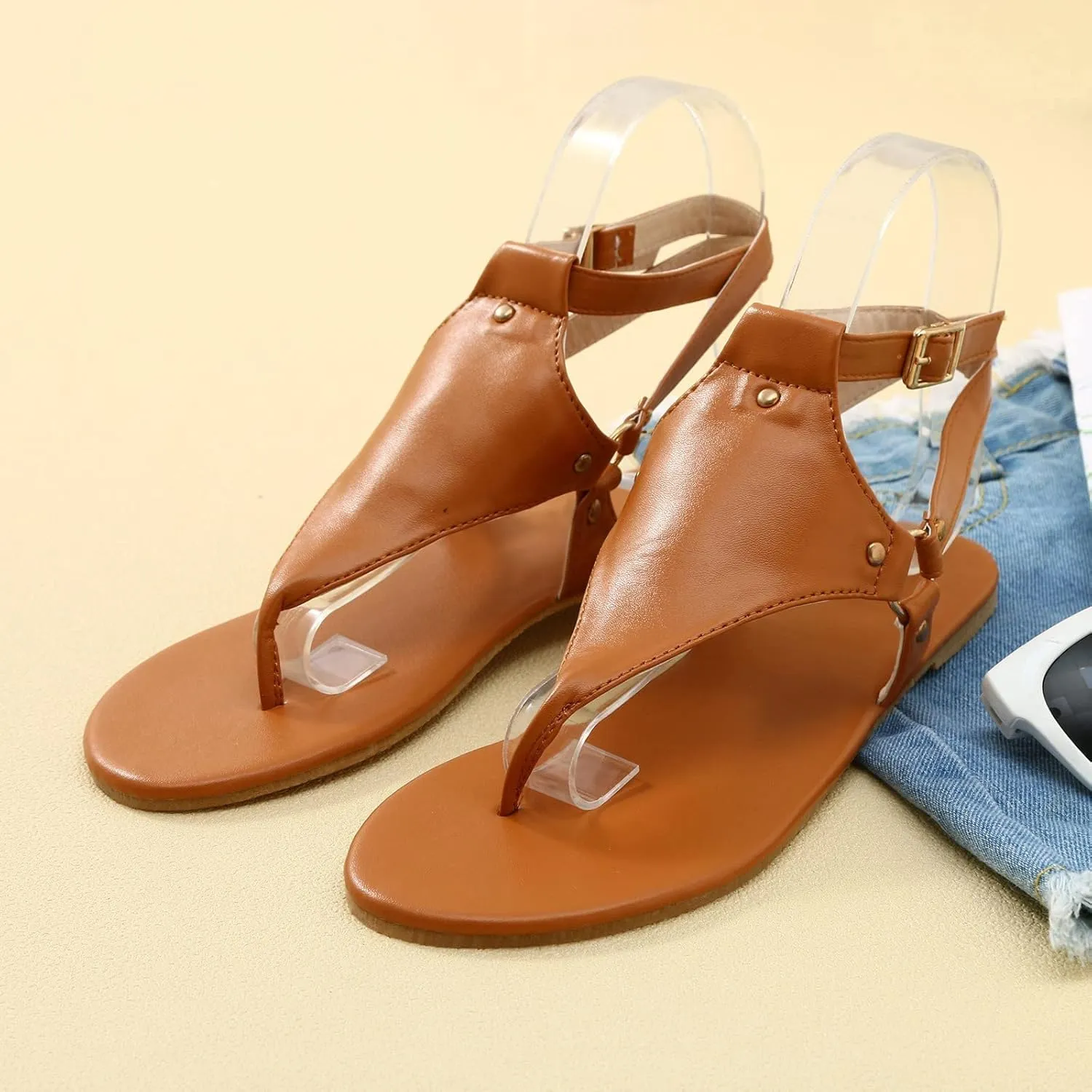 Womens Arch Support Wide Width Dressy Flat Sandals Orthotic Adjustable Thong Flip Flops Shoes Orthopedic Comfortable Summer Beach Walking Sandal Comfort Breathable Outdoor Low Wedges Sandals