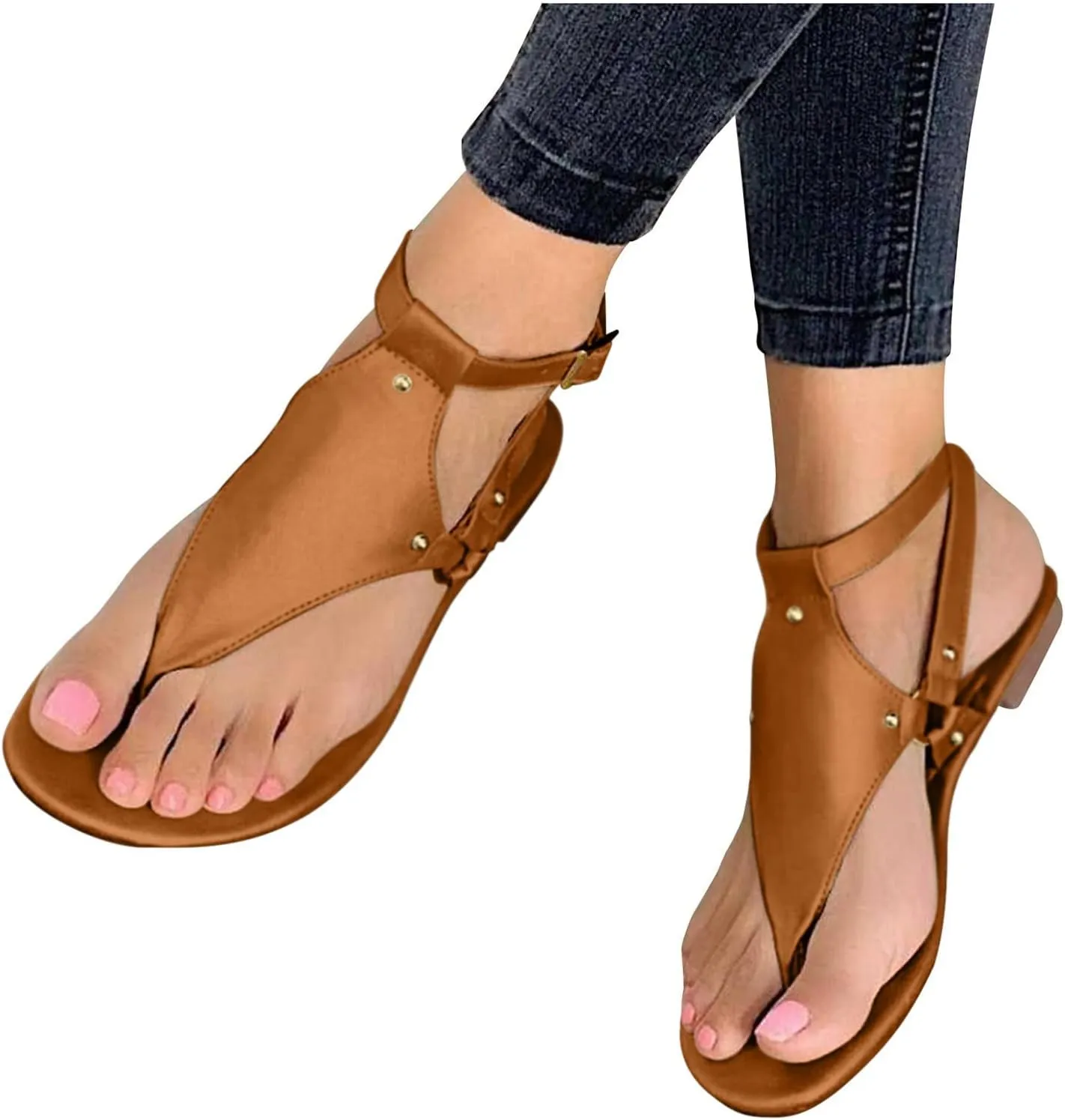Womens Arch Support Wide Width Dressy Flat Sandals Orthotic Adjustable Thong Flip Flops Shoes Orthopedic Comfortable Summer Beach Walking Sandal Comfort Breathable Outdoor Low Wedges Sandals