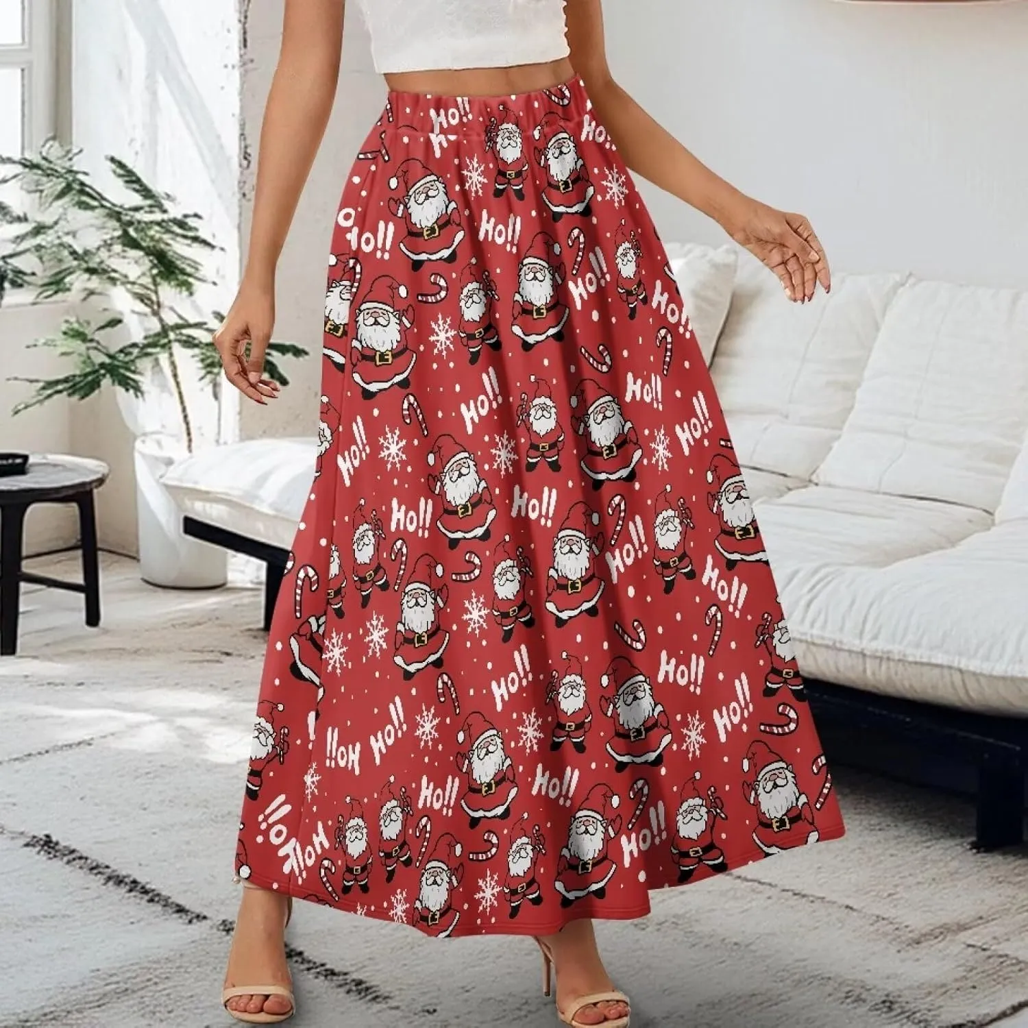 Women's Casual Flowy Maxi Skirt Long Skirts Fashion Loose Flowy Swing Pleated Ankle Length Skirt with Pockets