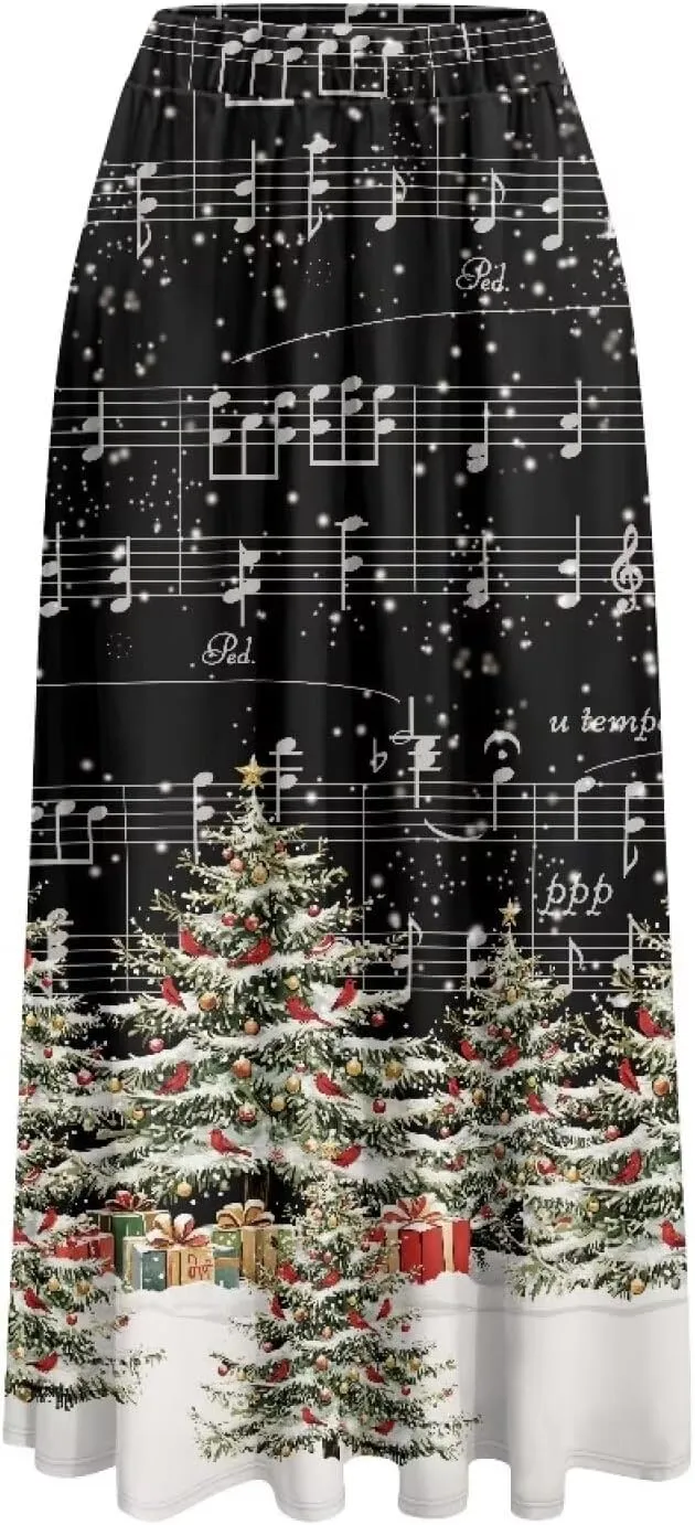 Womens Casual Skirts High Waist Long Pleated Skirts A-line Midi with Pockets Ankle Length Flowy Swing Skirts
