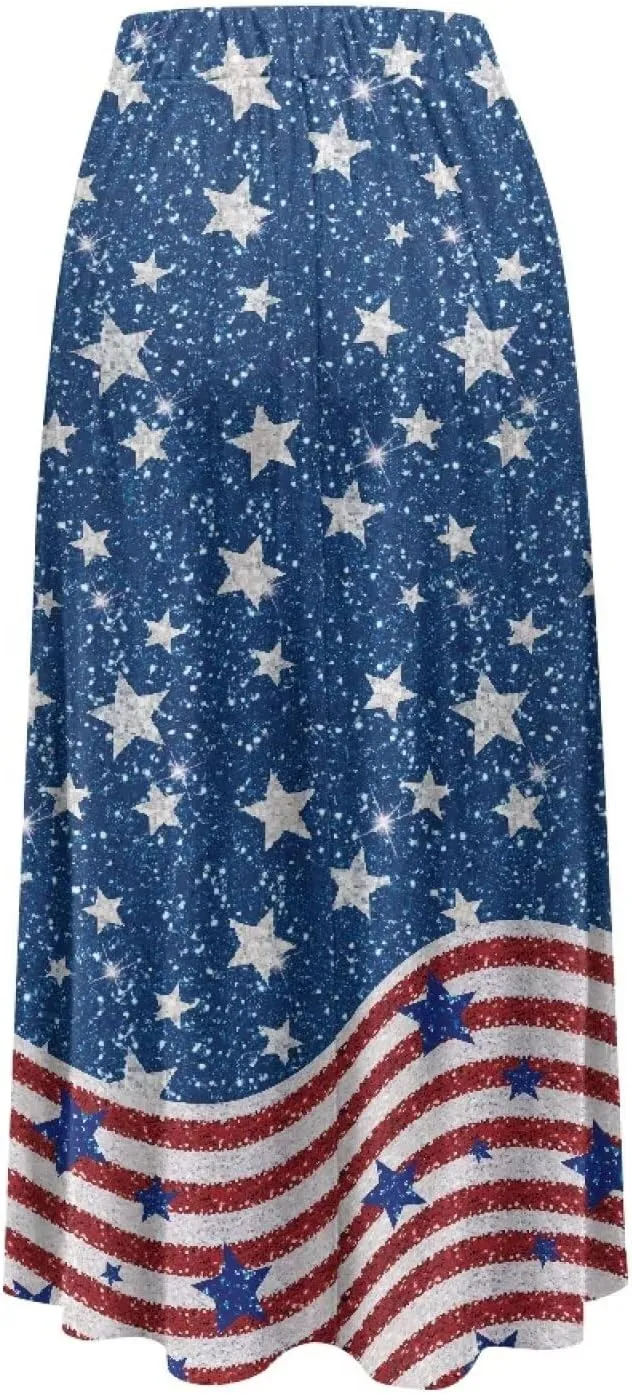 Womens Casual Skirts High Waist Long Pleated Skirts A-line Midi with Pockets Ankle Length Flowy Swing Skirts