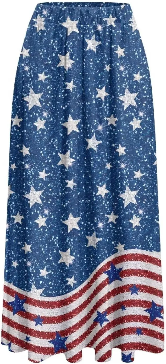 Womens Casual Skirts High Waist Long Pleated Skirts A-line Midi with Pockets Ankle Length Flowy Swing Skirts