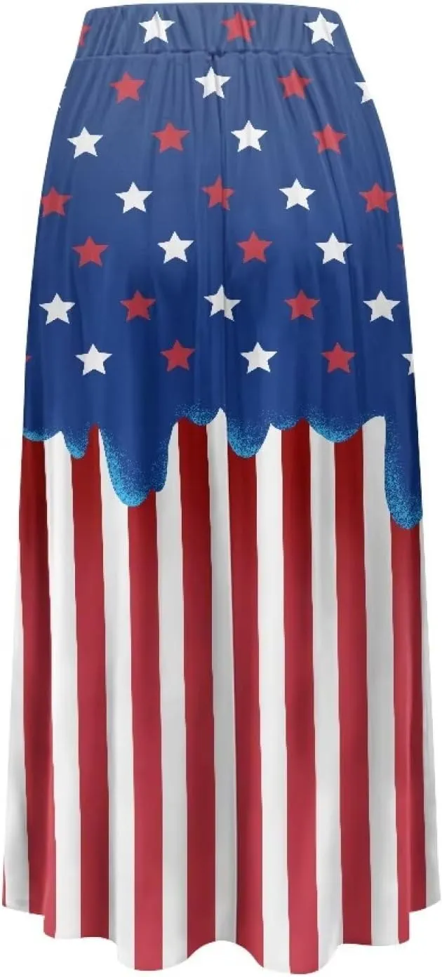 Womens Casual Skirts High Waist Long Pleated Skirts A-line Midi with Pockets Ankle Length Flowy Swing Skirts