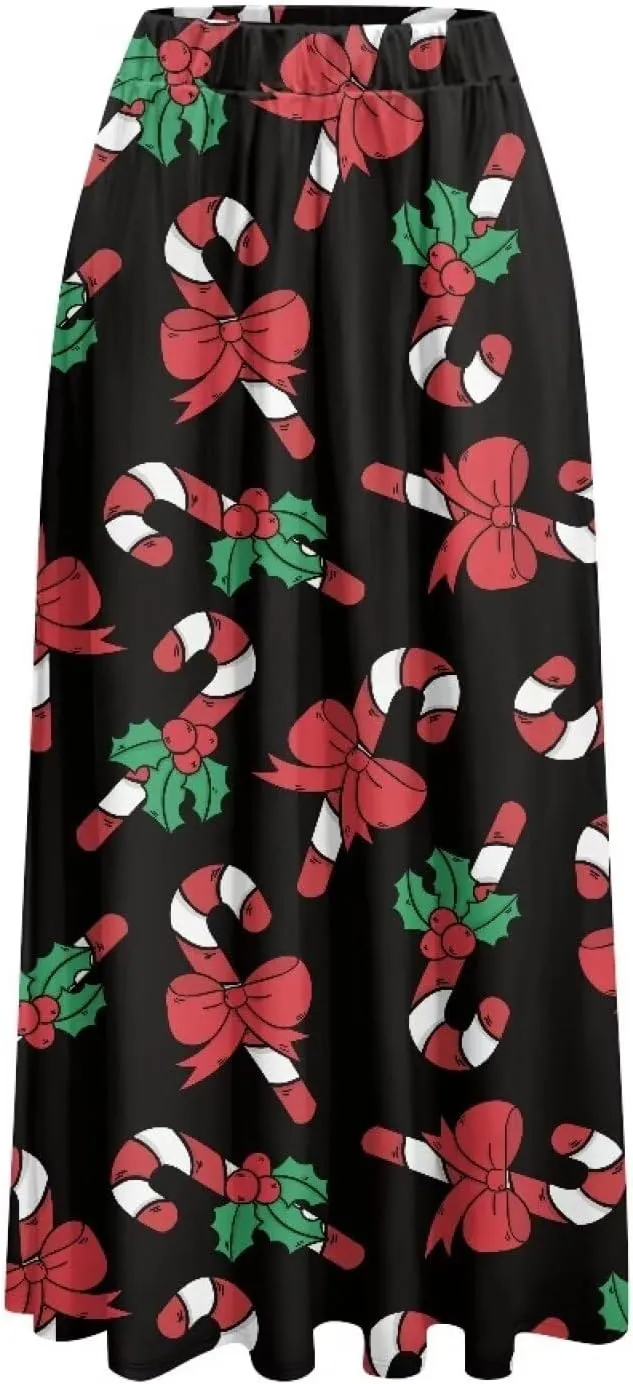 Womens Casual Skirts High Waist Long Pleated Skirts A-line Midi with Pockets Ankle Length Flowy Swing Skirts