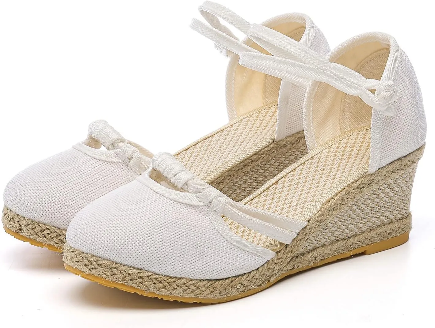 Women's Closed Toe Sandals Ankle Strap Espadrille Platform Sandals Wide Width Slingback Low Wedge Heel Sandal Casual Dressy Summer Woven Slip On Sandal Walking Beach Going Out Comfortable Slippers