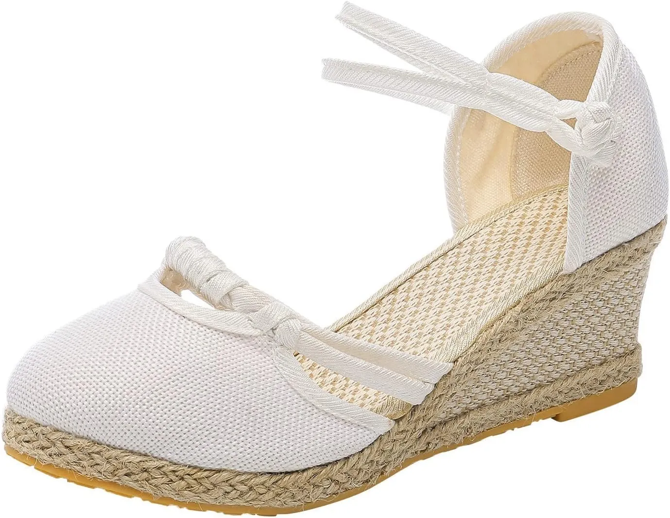 Women's Closed Toe Sandals Ankle Strap Espadrille Platform Sandals Wide Width Slingback Low Wedge Heel Sandal Casual Dressy Summer Woven Slip On Sandal Walking Beach Going Out Comfortable Slippers