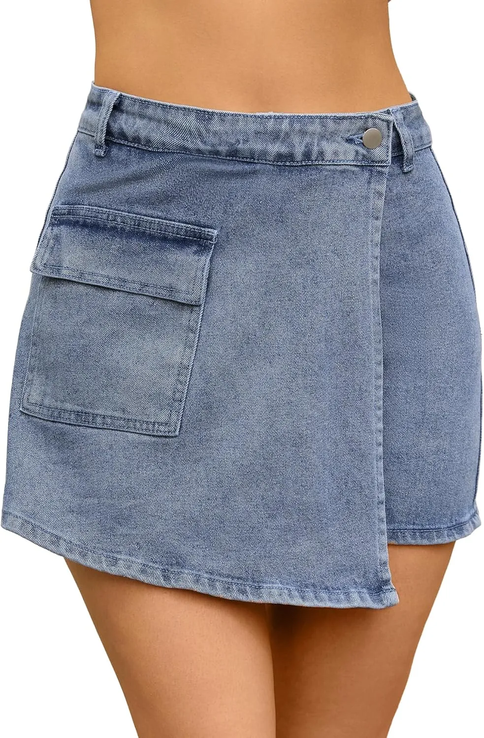 Women's Denim Skorts Wrap Skort Skirts High Waisted Y2K Cowgirl Western Outfits Jean Mini Shorts