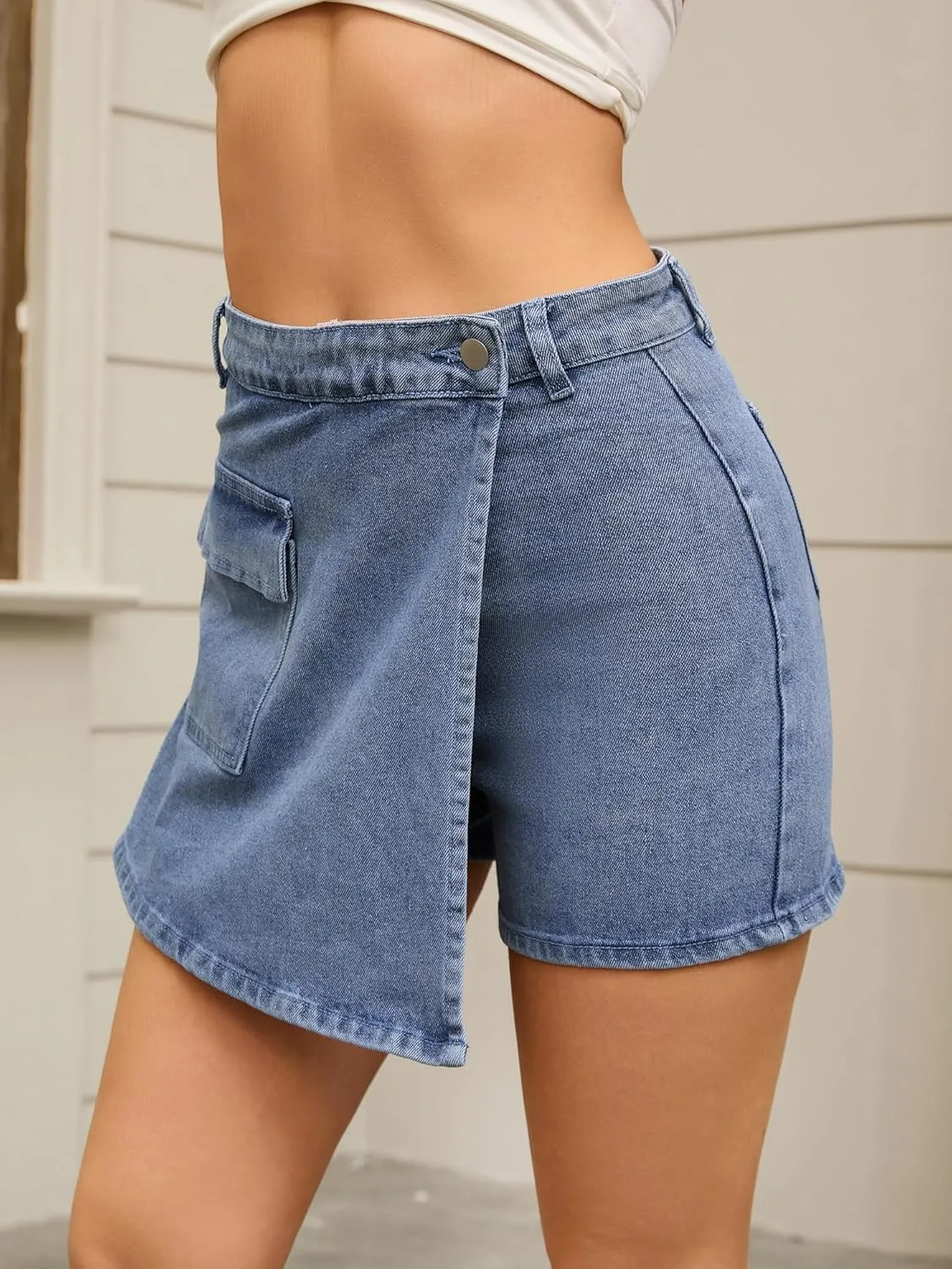 Women's Denim Skorts Wrap Skort Skirts High Waisted Y2K Cowgirl Western Outfits Jean Mini Shorts