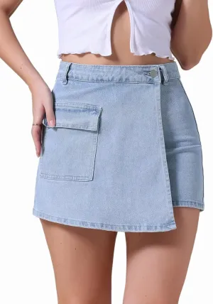 Women's Denim Skorts Wrap Skort Skirts High Waisted Y2K Cowgirl Western Outfits Jean Mini Shorts