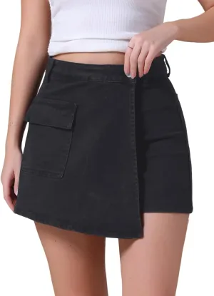 Women's Denim Skorts Wrap Skort Skirts High Waisted Y2K Cowgirl Western Outfits Jean Mini Shorts