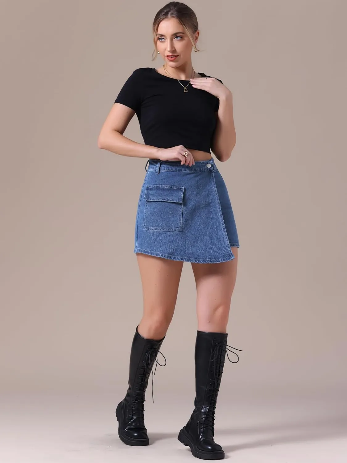 Women's Denim Skorts Wrap Skort Skirts High Waisted Y2K Cowgirl Western Outfits Jean Mini Shorts