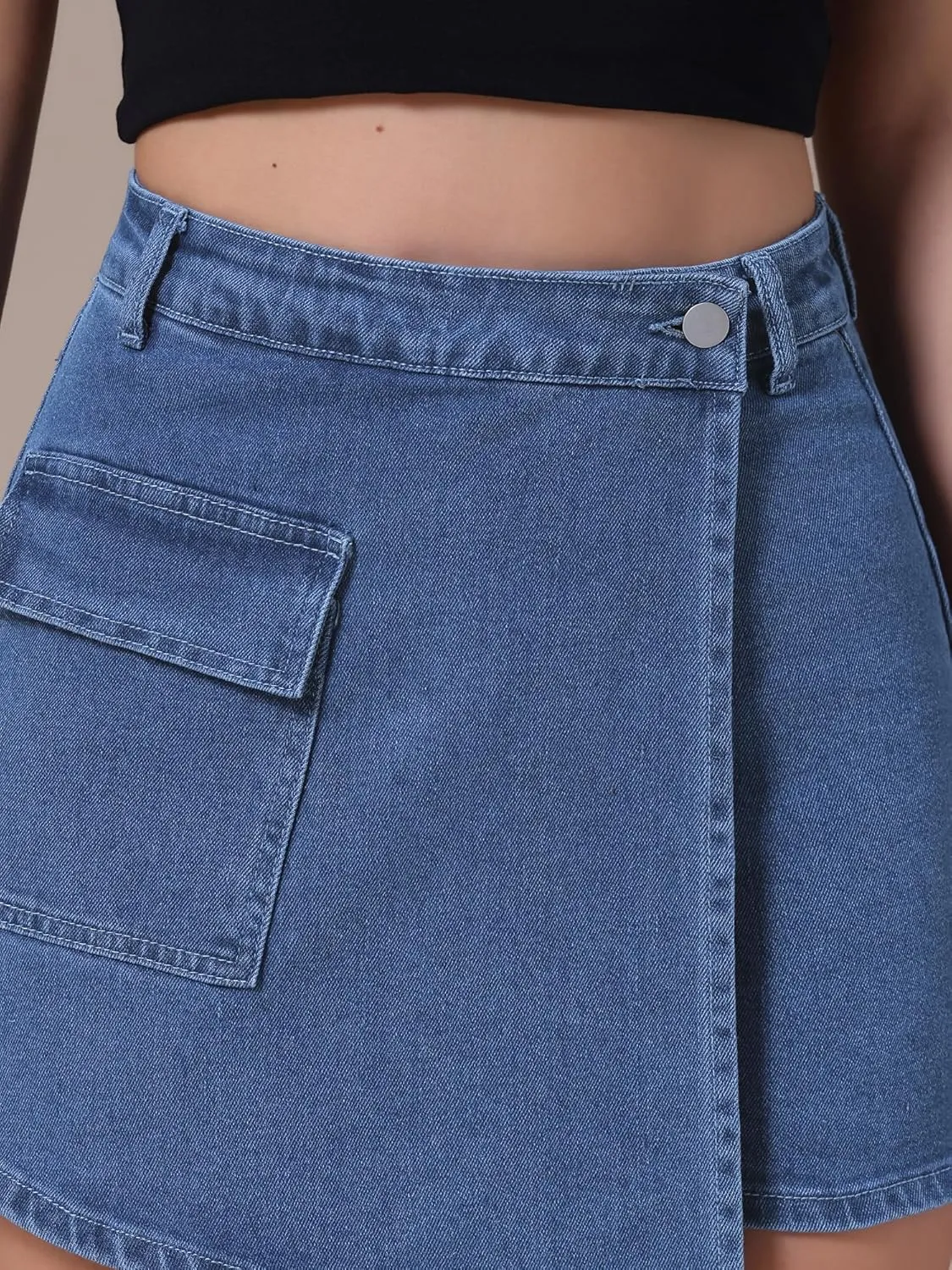 Women's Denim Skorts Wrap Skort Skirts High Waisted Y2K Cowgirl Western Outfits Jean Mini Shorts