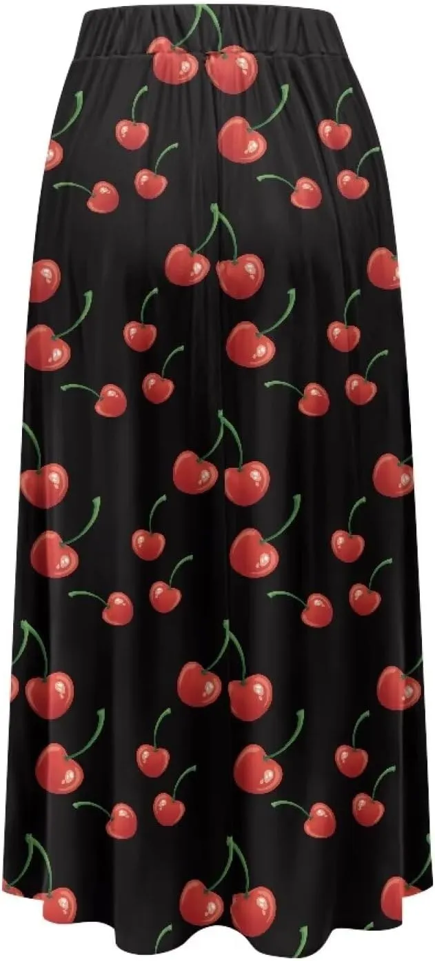 Women's Long Maxi Skirts Casual High Waist Pleated Skirts with Pockets Ankle Length Fashion Flowy Swing Skirts