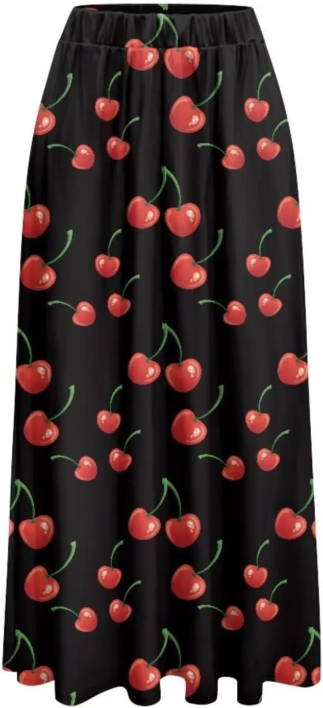 Women's Long Maxi Skirts Casual High Waist Pleated Skirts with Pockets Ankle Length Fashion Flowy Swing Skirts