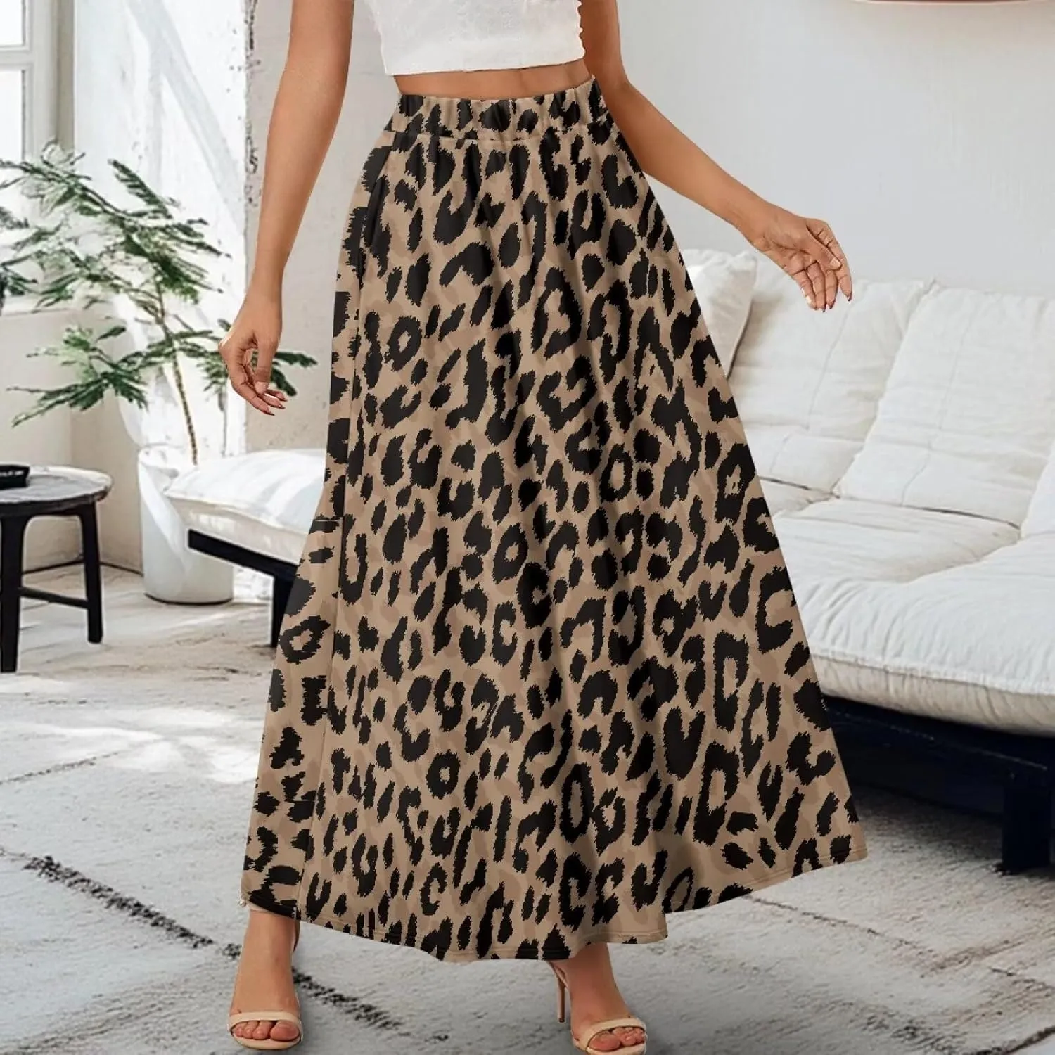 Women's Maxi High Waist Pleated Skirt Casual Long Skirts Flowy Swing Party Skirt with Pockets Ankle Length