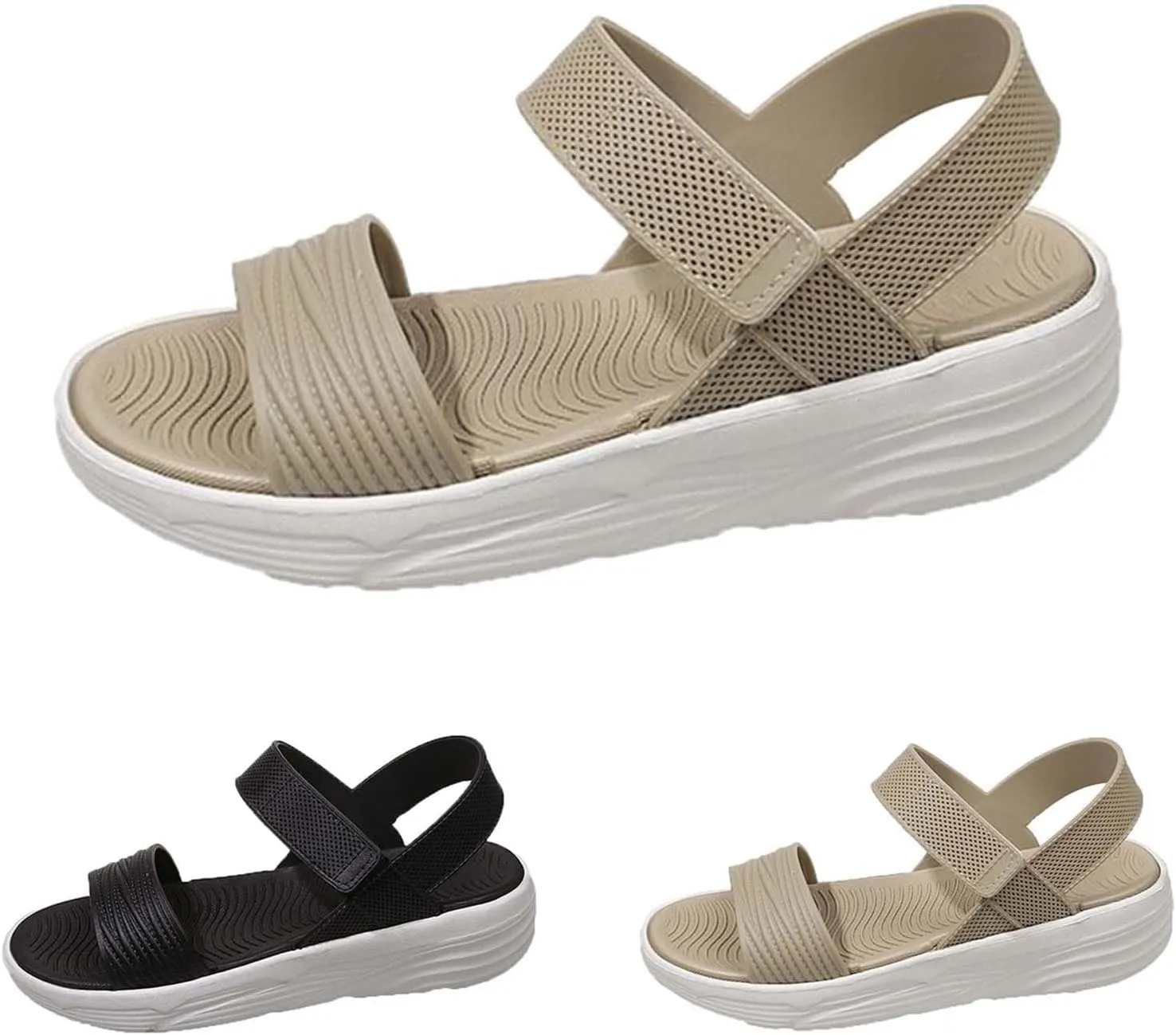 Women's Platform Slide Sandals with Elastic Strap Wide Width Lightweight Walking Sandals 2025 Summer Dressy Slip On Dress Shoes
