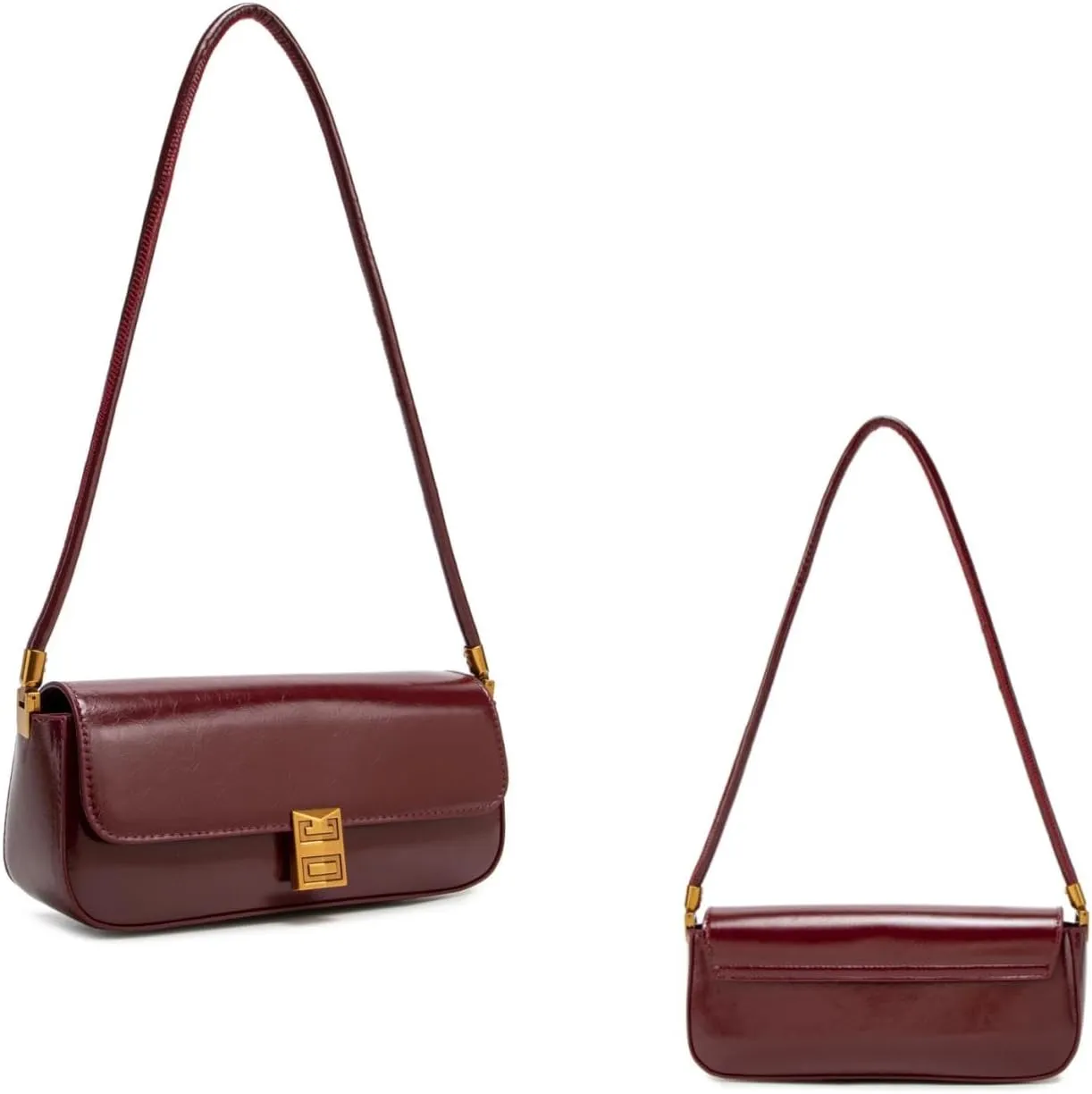 Womens Shoulder Bag, Retro Burgundy Handbag, Small Clutch Purse Spring Bags for Women 2025