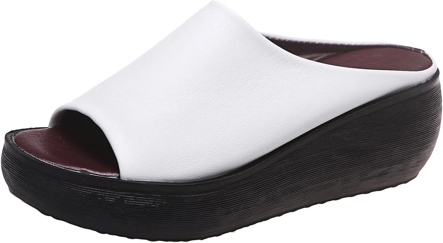 Women's Slip-On Platform Wedge High Heel Sandals Comfortable Soft Fashion Open Toe Slippers Casual Outdoor Shoes Orthopedic Summer Orthotic Leather Wedges Dressy Arch Support Slip New Slides