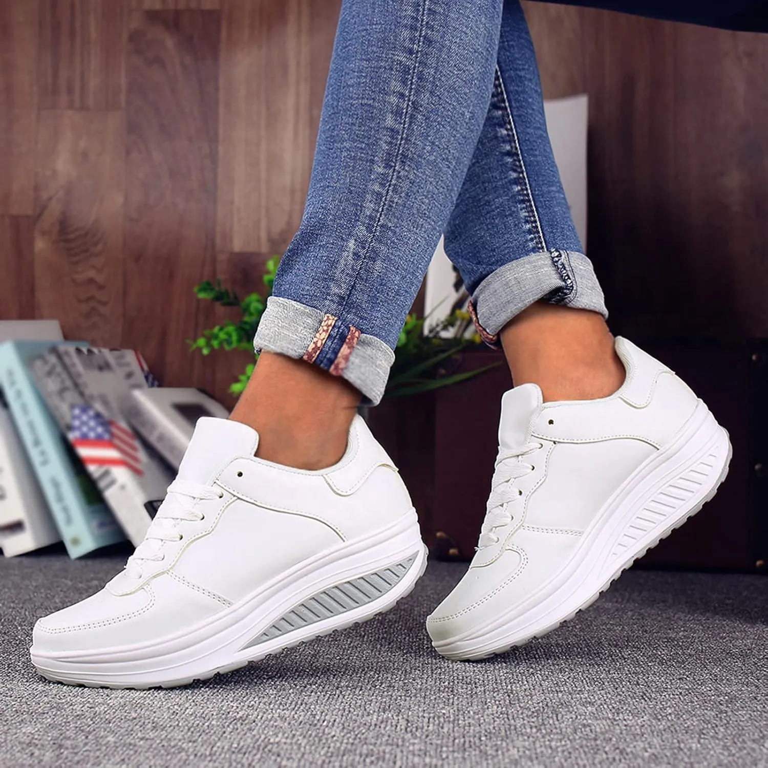 Women's Sneakers Size 10 1/2 Zapatos Ortop??Dicos De Mujeres Women's Tennis Shoes Size 9 Walking Women's High Top Wedge Fashion Sneakers Hidden Heel Tenis para Caminar Y Correr De Mujer Comodos