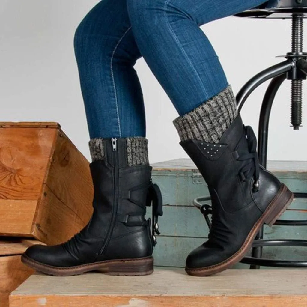 Womens Snow Boots 8.5 Wide Wide Foot Snow Boot for Women Women Platform Lace Up Winter Faux Fur Short Snow Boots Women's Winter Boots Black Womens Waterproof Winter Sneaker Boots