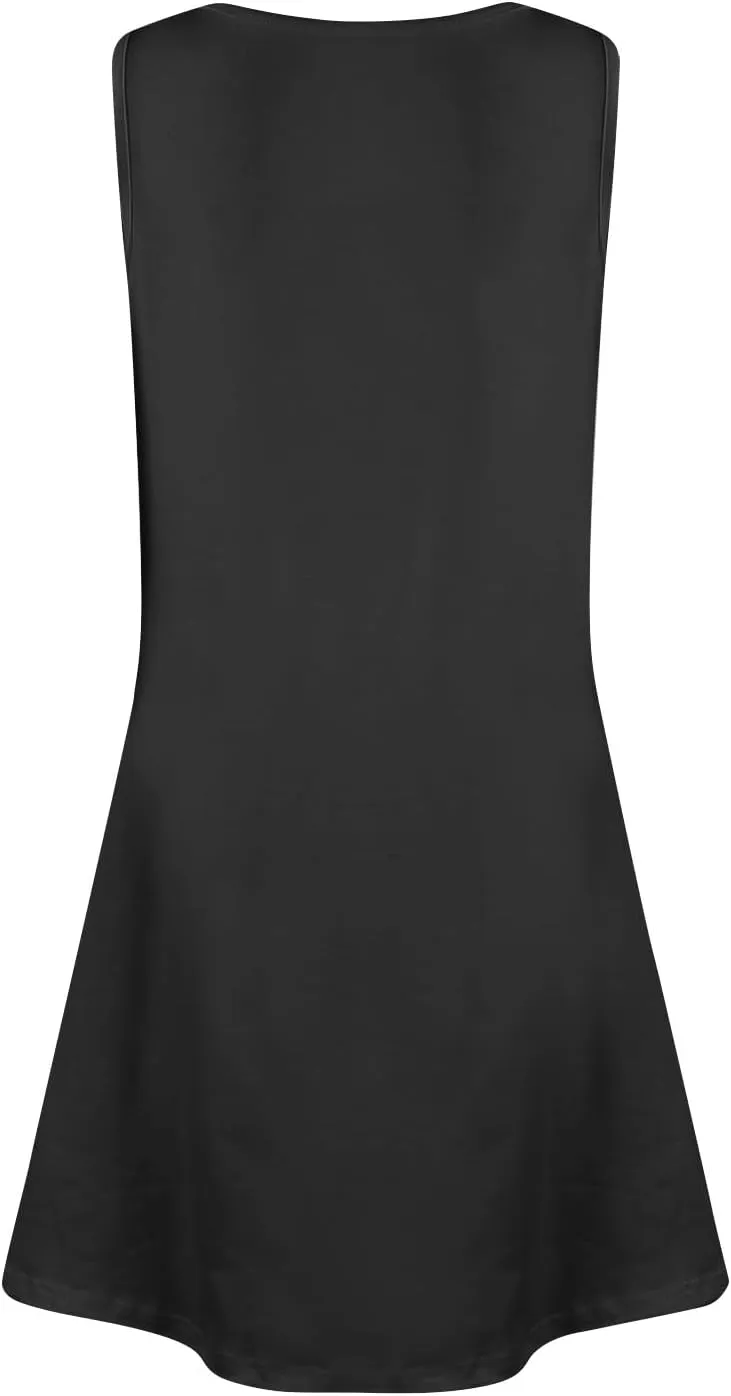 Womens Summer Dresses 2025 Boho Casual Loose U Neck Sleeveless Sundresses Beach Dress with Pockets