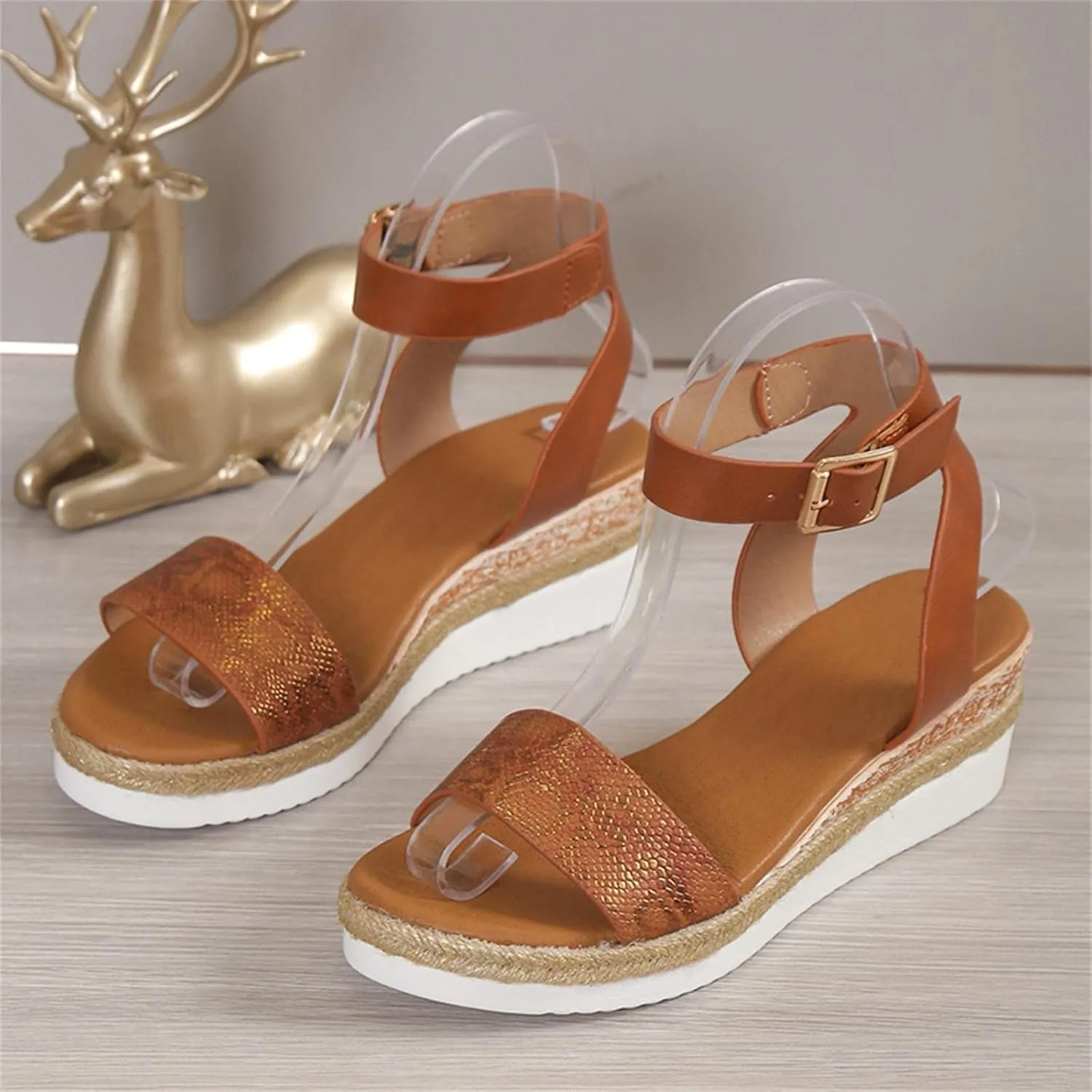 Womens Summer Fashion Open Toe Breathable Flatform Wedge Heel Sandals Thick Sole Non Slip Shoes with Arch Support for Comfort Walk Ankle Elastic Nude Dressy Fashion fluffy men's leather G38-Black