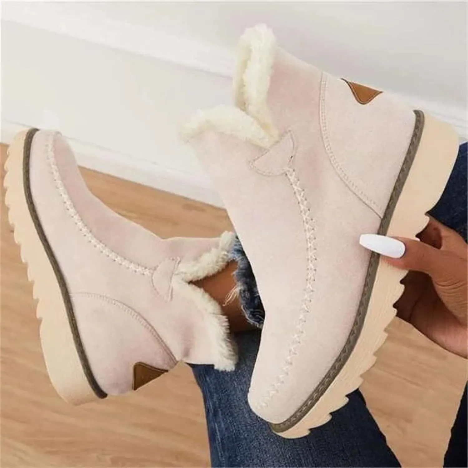 Womens Waterproof Winter Boots Wide Women Snow Boots Winter Waterproof Slip Resistant Cold Weather Shoes Women Winter Booties Womens Slip on Walking Snow Shoes Botas De Frio Para Mujer