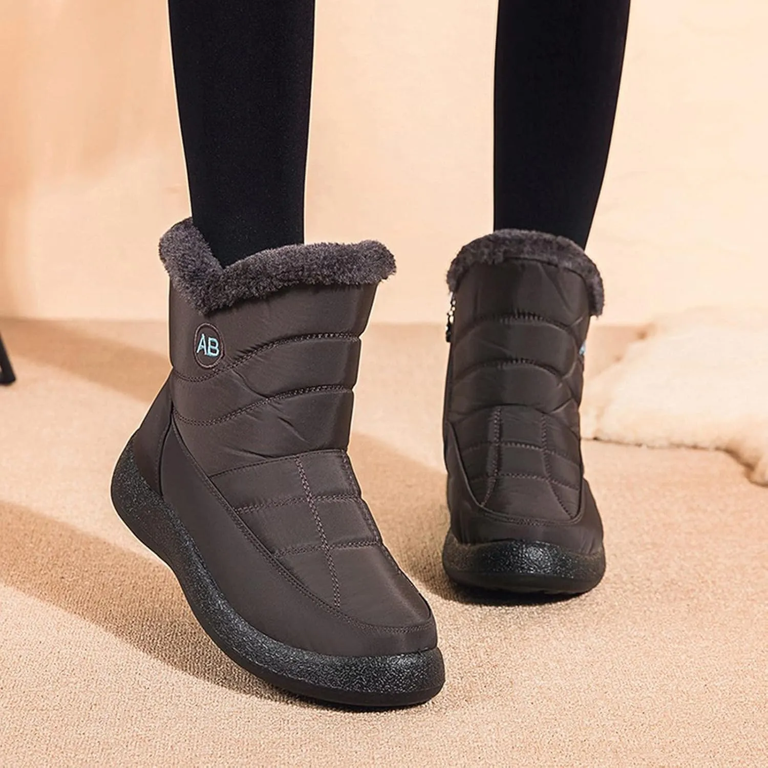 Womens Winter Snow Boots Waterproof Black Ankle Snow Boots for Women Snow Boots Womens Slip on Womens Tall Rubber Boots Waterproof Womens Winter Ankle Boots Wide