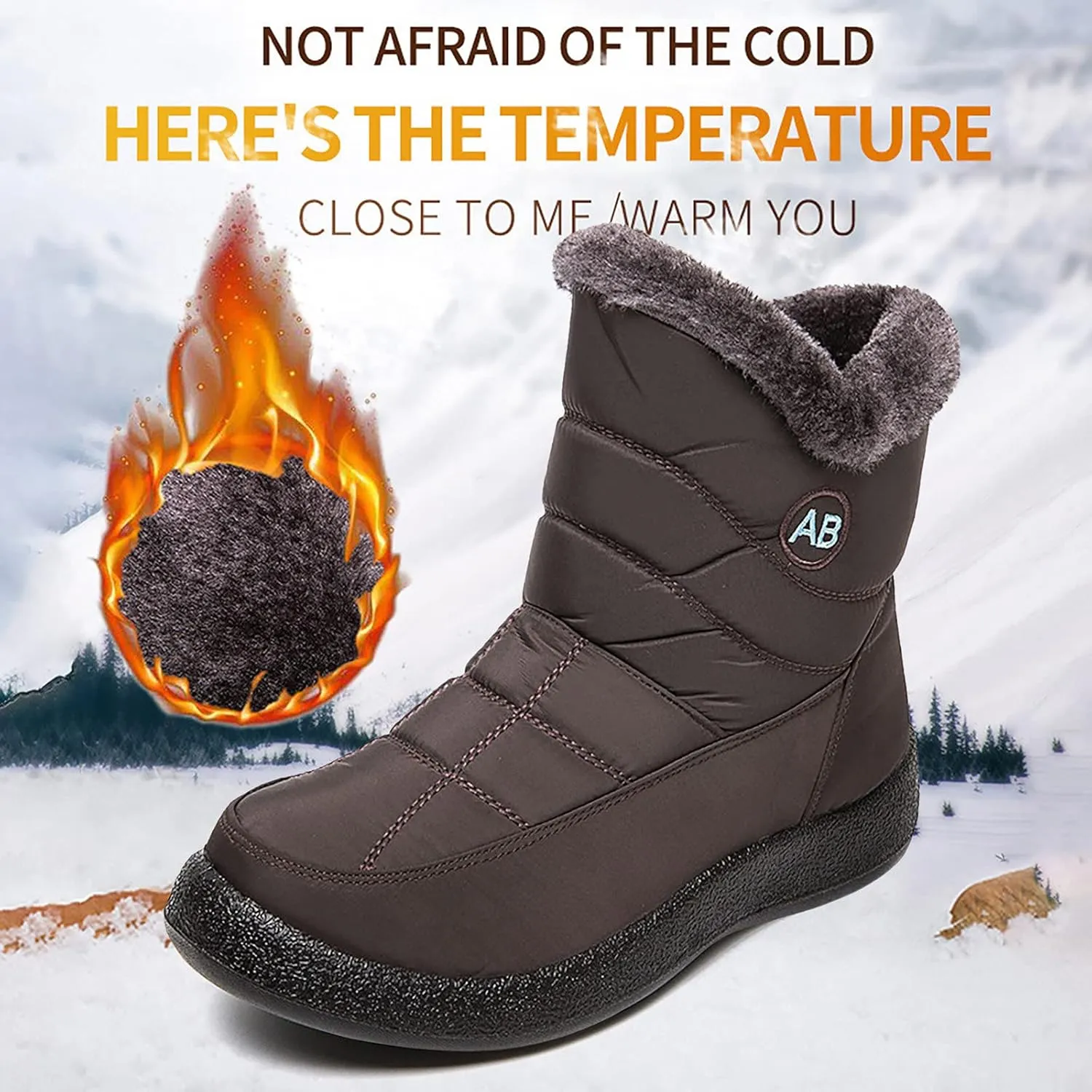 Womens Winter Snow Boots Waterproof Black Ankle Snow Boots for Women Snow Boots Womens Slip on Womens Tall Rubber Boots Waterproof Womens Winter Ankle Boots Wide