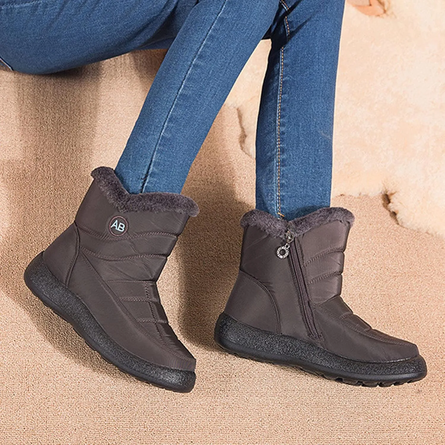 Womens Winter Snow Boots Waterproof Black Ankle Snow Boots for Women Snow Boots Womens Slip on Womens Tall Rubber Boots Waterproof Womens Winter Ankle Boots Wide
