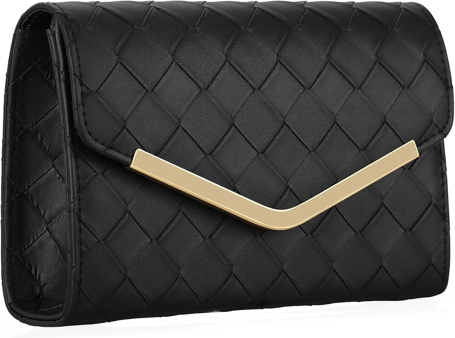 Womens Woven Evening Bag Faux Leather Crossbody Clutch Purse Envelope Handbag for Wedding Prom Party
