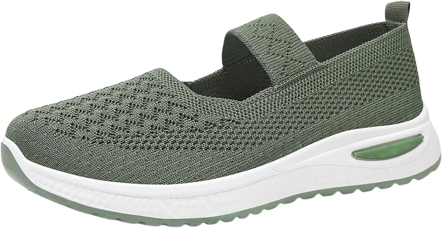 Women's Woven Orthopedic Breathable Shoes Go Walking Slip on Diabetic Foam Shoes Hands Free Slip in Sneakers Arch Support
