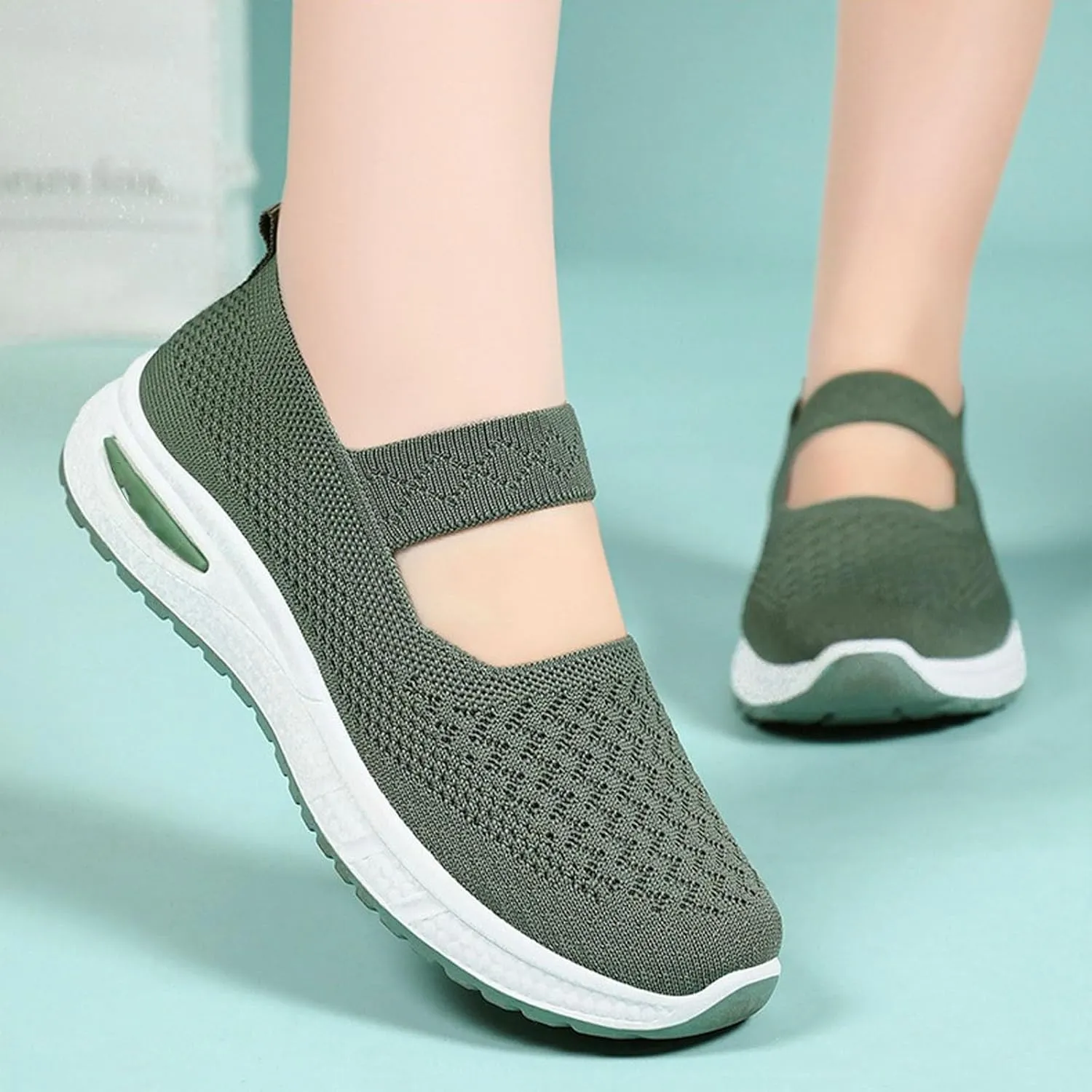 Women's Woven Orthopedic Breathable Shoes Go Walking Slip on Diabetic Foam Shoes Hands Free Slip in Sneakers Arch Support