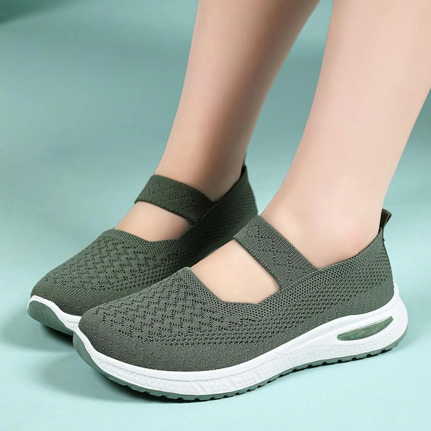 Women's Woven Orthopedic Breathable Shoes Go Walking Slip on Diabetic Foam Shoes Hands Free Slip in Sneakers Arch Support