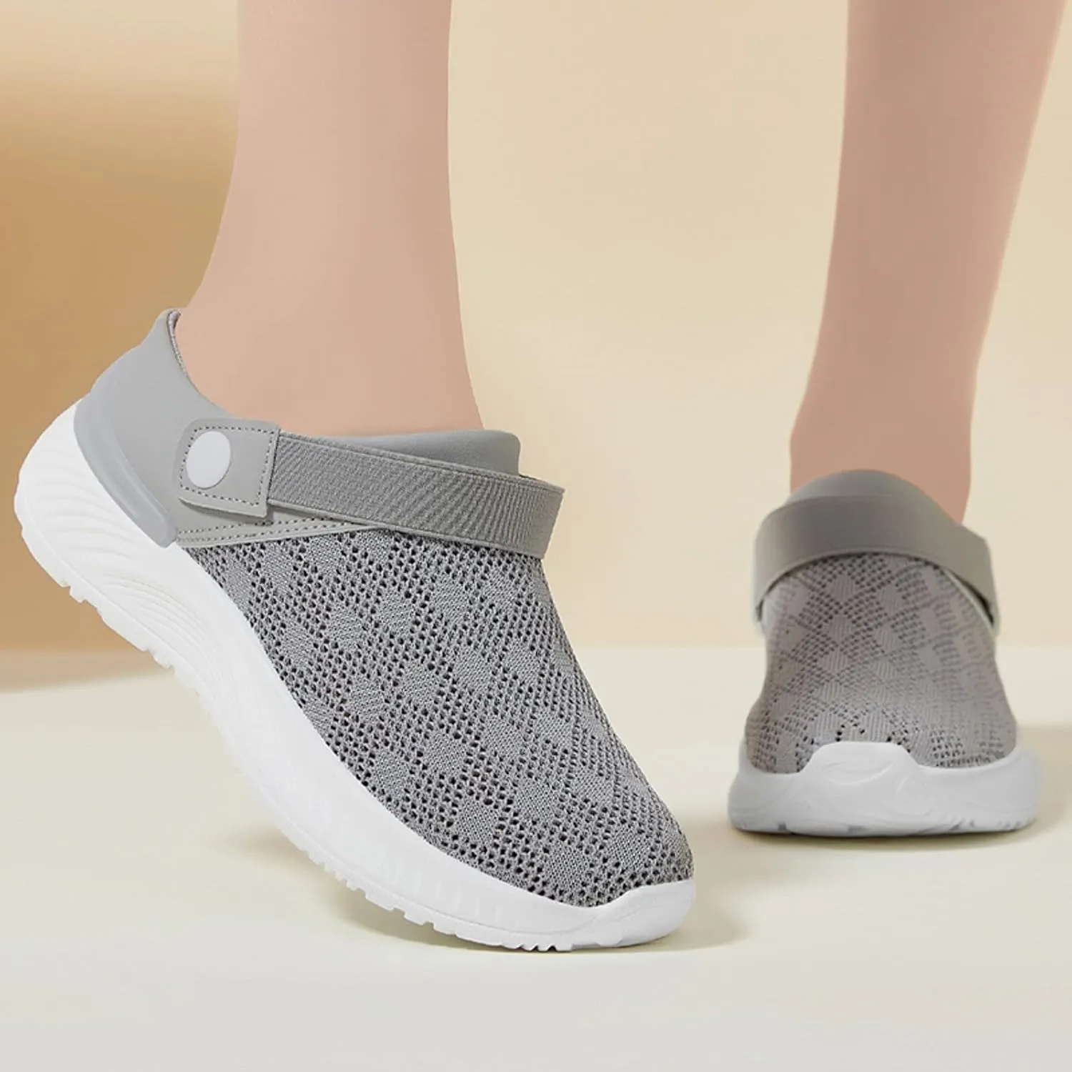 Women's Woven Orthopedic Breathable Shoes Go Walking Slip on Diabetic Foam Shoes Hands Free Slip in Sneakers Arch Support