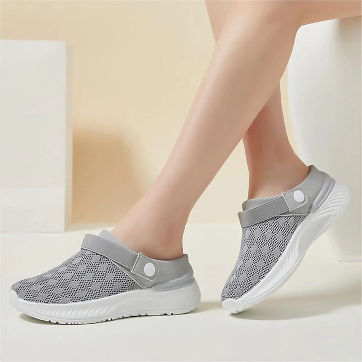 Women's Woven Orthopedic Breathable Shoes Go Walking Slip on Diabetic Foam Shoes Hands Free Slip in Sneakers Arch Support