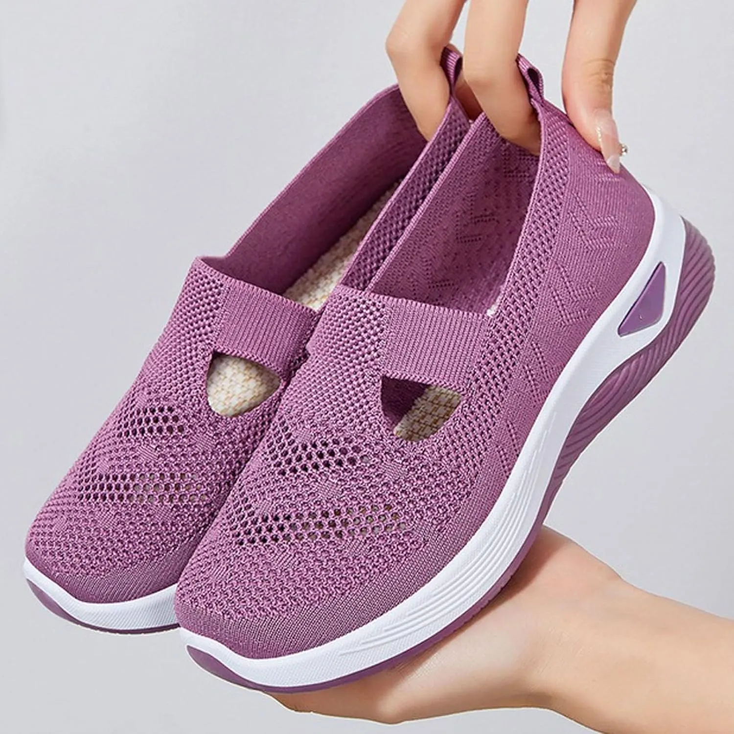 Women's Woven Orthopedic Breathable Soft Shoes in Sneakers Arch Support, Diabetes Foam Shoes Walking Anti-Skid Sports Shoes