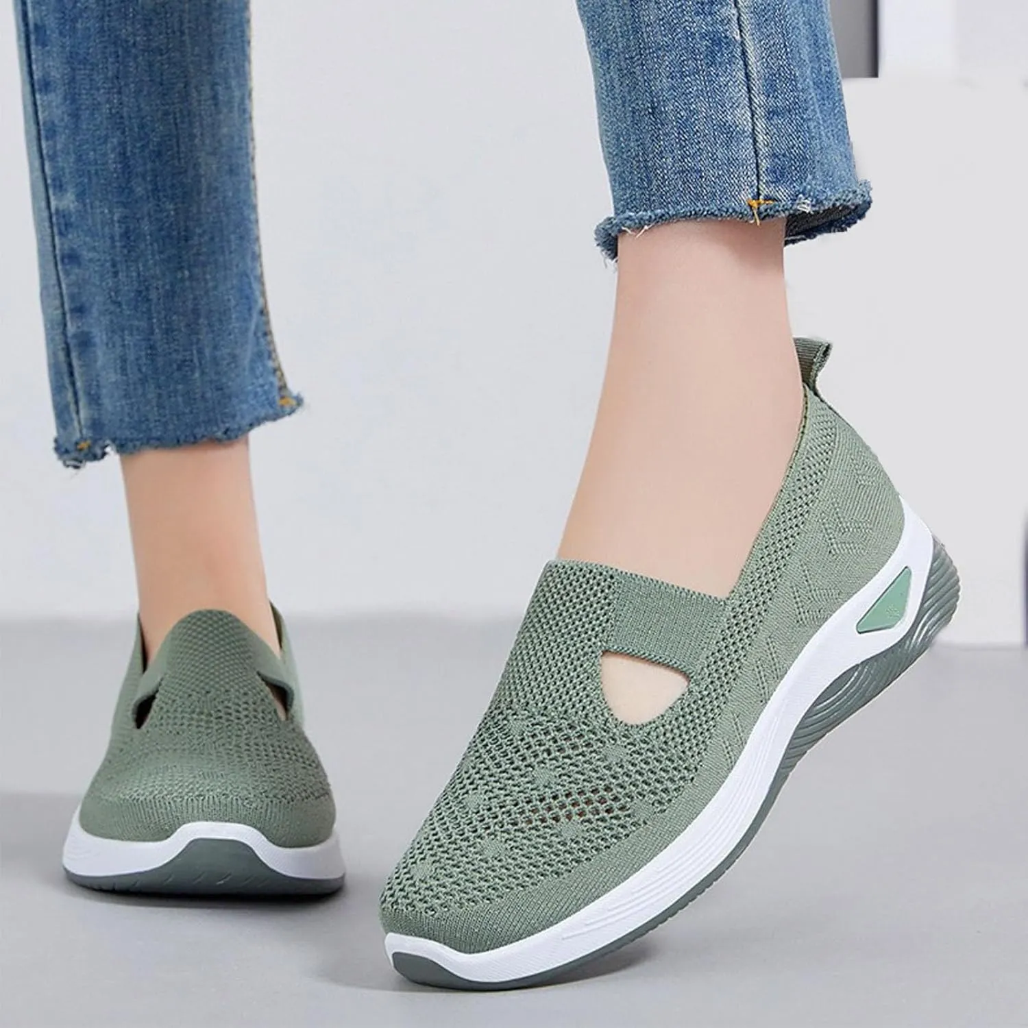 Women's Woven Orthopedic Breathable Soft Shoes in Sneakers Arch Support, Diabetes Foam Shoes Walking Anti-Skid Sports Shoes