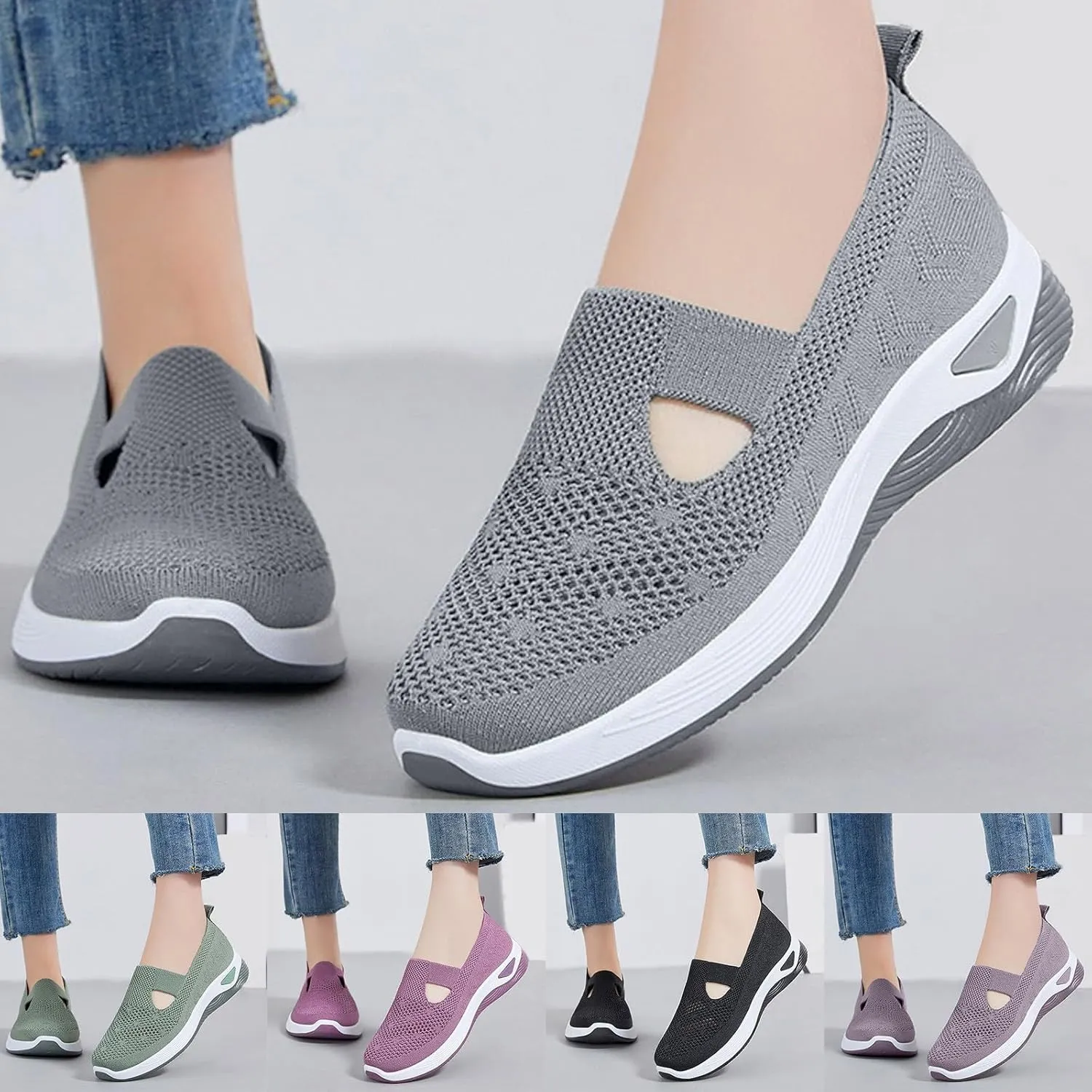 Women's Woven Orthopedic Breathable Soft Shoes in Sneakers Arch Support, Diabetes Foam Shoes Walking Anti-Skid Sports Shoes